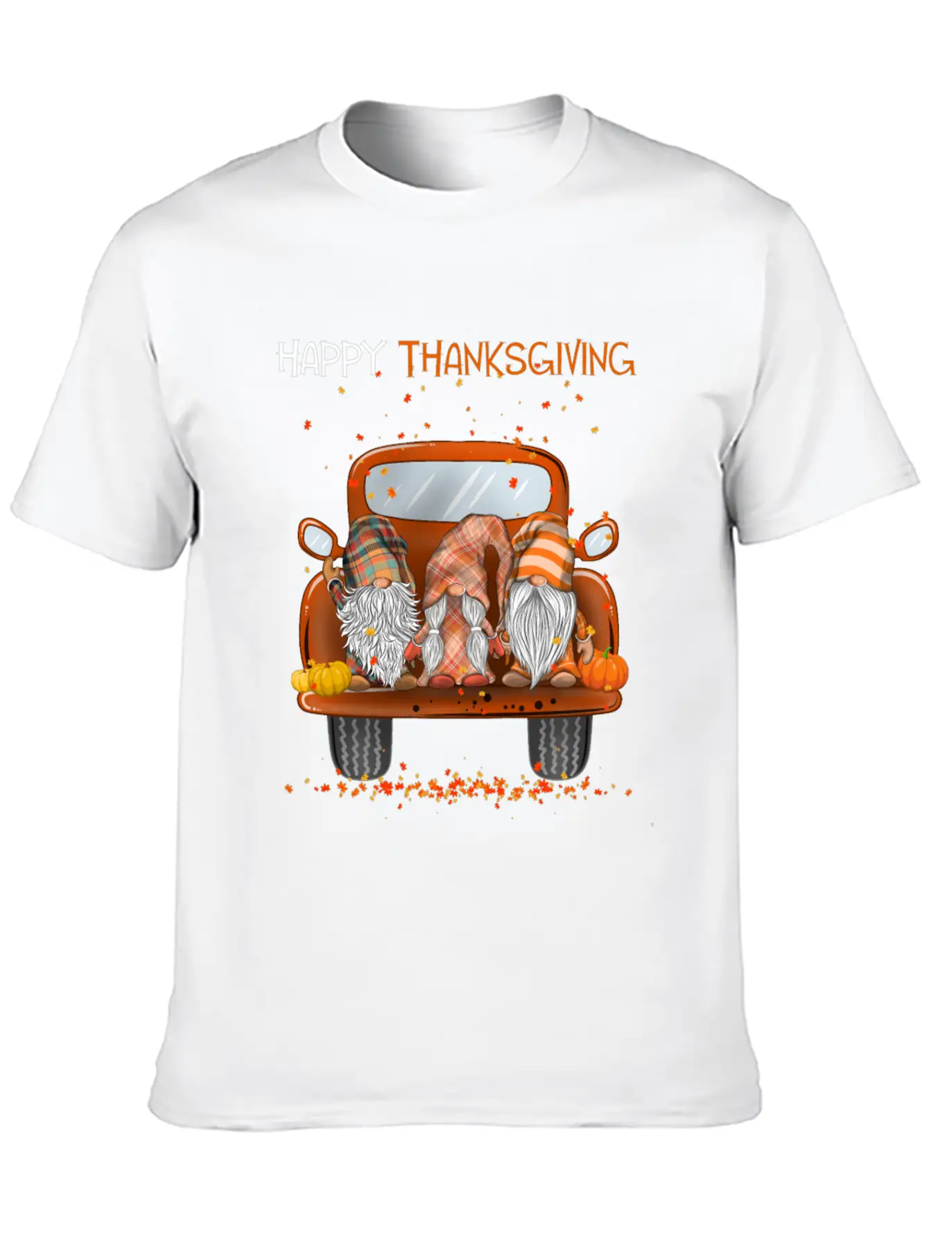 Happy Thanksgiving On Pickup Truck Gnomes Lover Stylish Everyday T-Shirt – Unisex Basic Cotton Tee