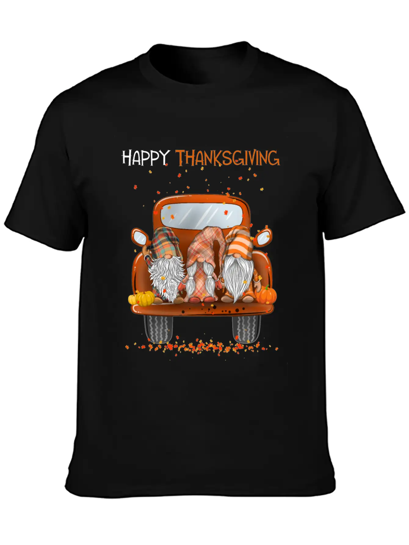 Happy Thanksgiving On Pickup Truck Gnomes Lover Stylish Everyday T-Shirt – Unisex Basic Cotton Tee