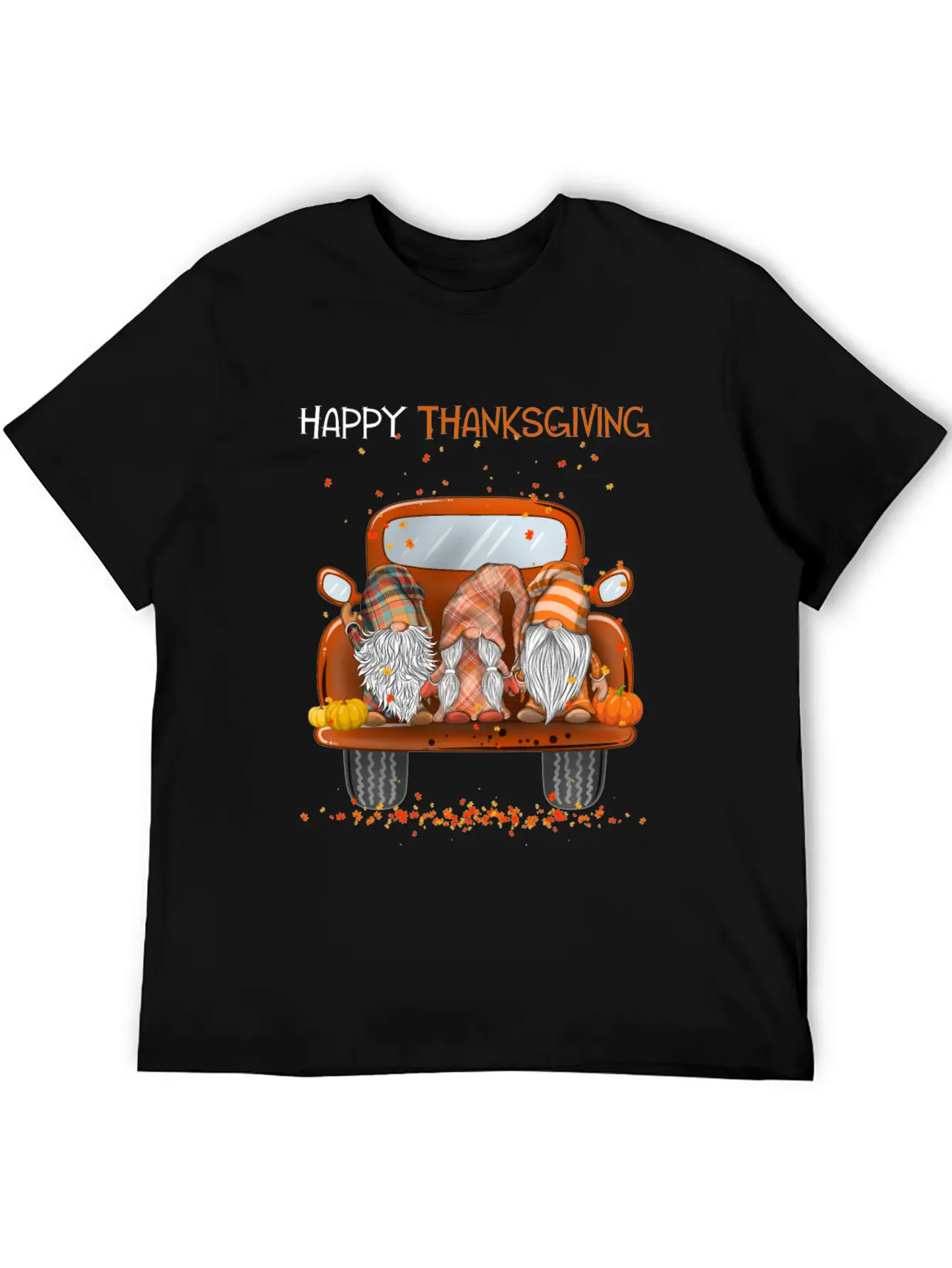 Happy Thanksgiving On Pickup Truck Gnomes Lover Stylish Everyday T-Shirt – Unisex Basic Cotton Tee