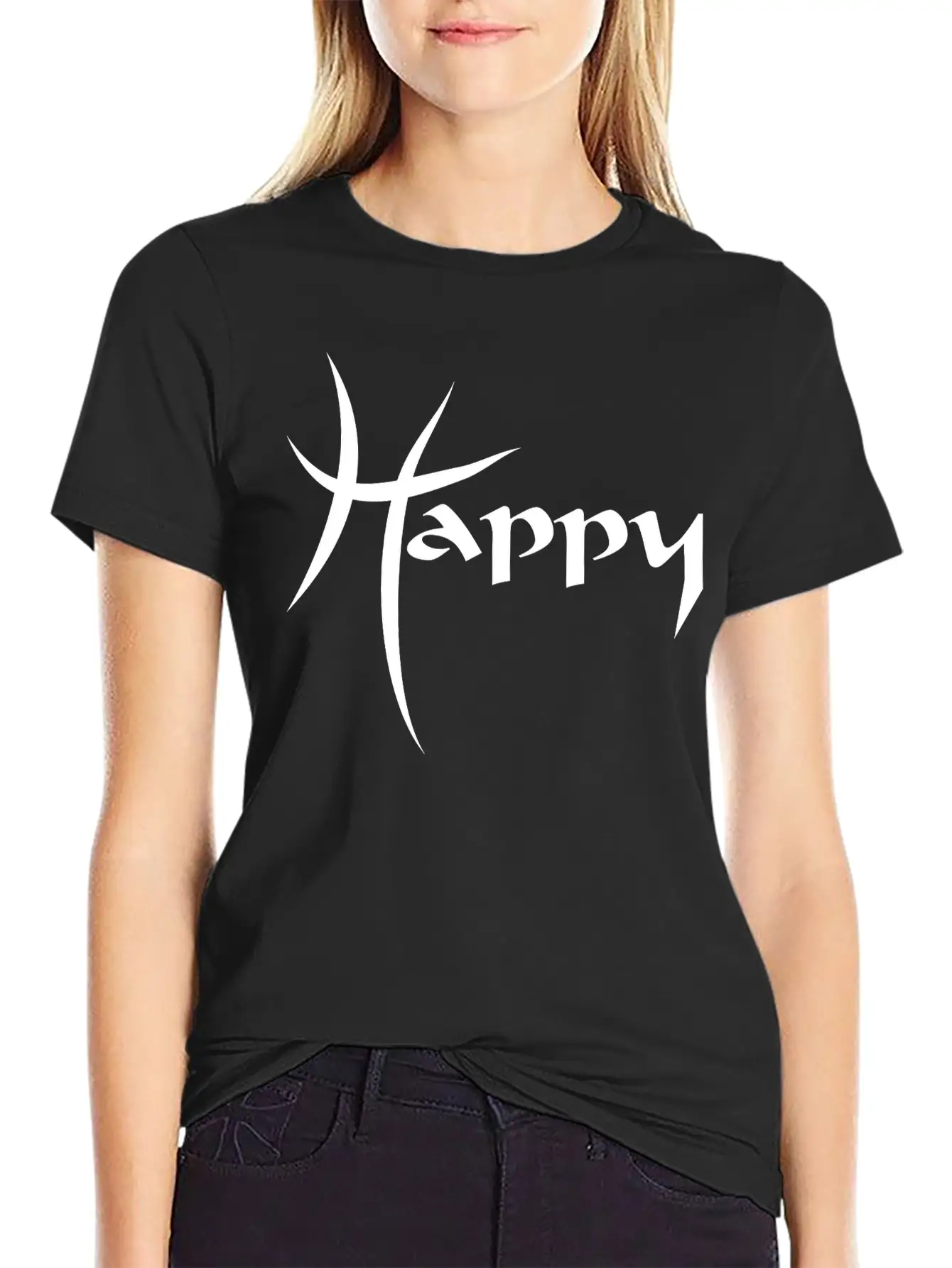 Happy Unisex Short Sleeve Soft Cotton T-Shirt – Casual Everyday Wear