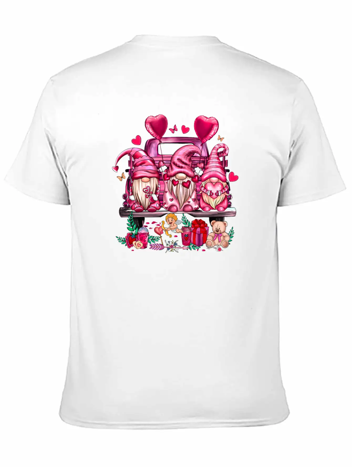 Happy Valentines Day Gnomies Pink Truck Valentines Stylish Everyday T-Shirt – Unisex Basic Cotton Tee