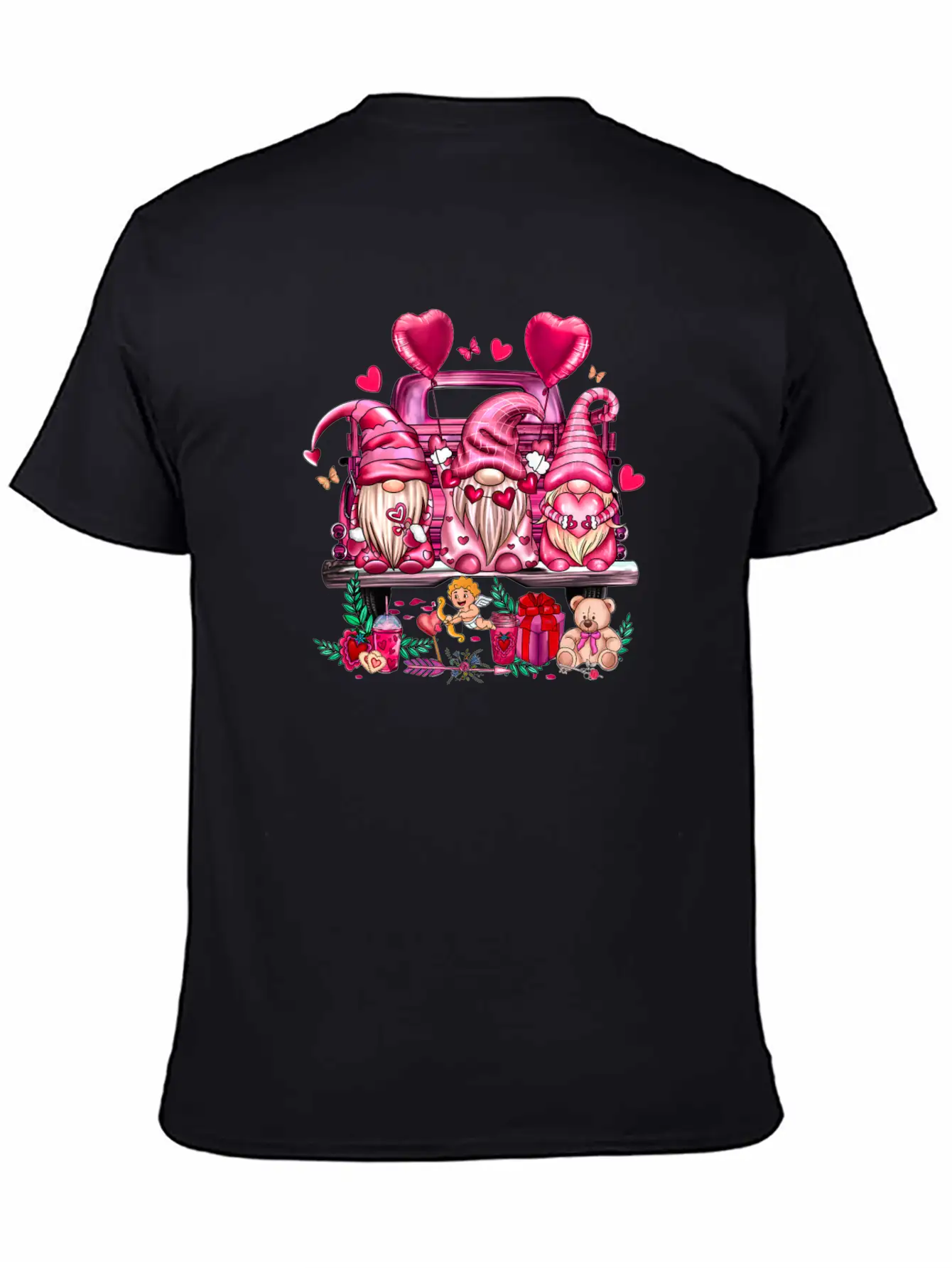 Happy Valentines Day Gnomies Pink Truck Valentines Stylish Everyday T-Shirt – Unisex Basic Cotton Tee