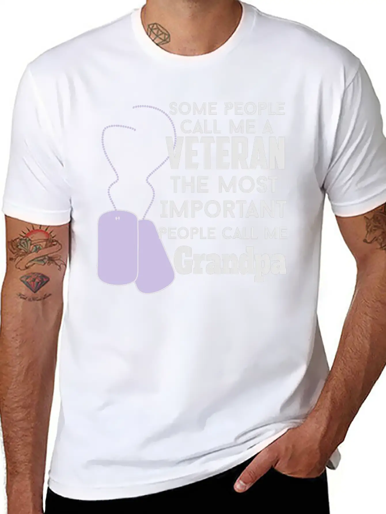 Happy Veteran Grandpa Unisex Short Sleeve Soft Cotton T-Shirt – Casual Everyday Wear