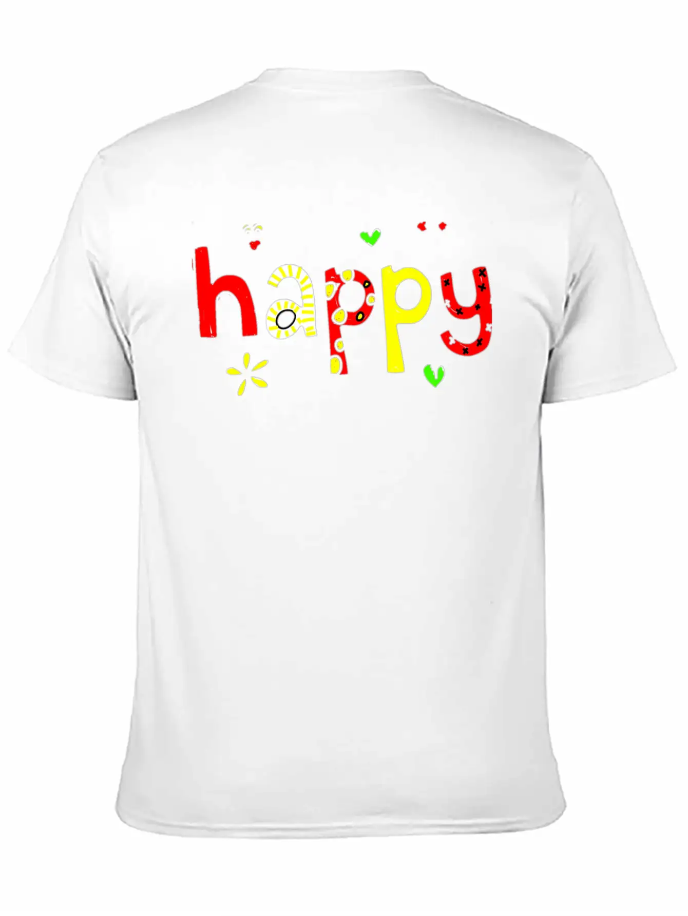 Happy Words Graffiti Hand Painted Fun Playful Stylish Everyday T-Shirt – Unisex Basic Cotton Tee