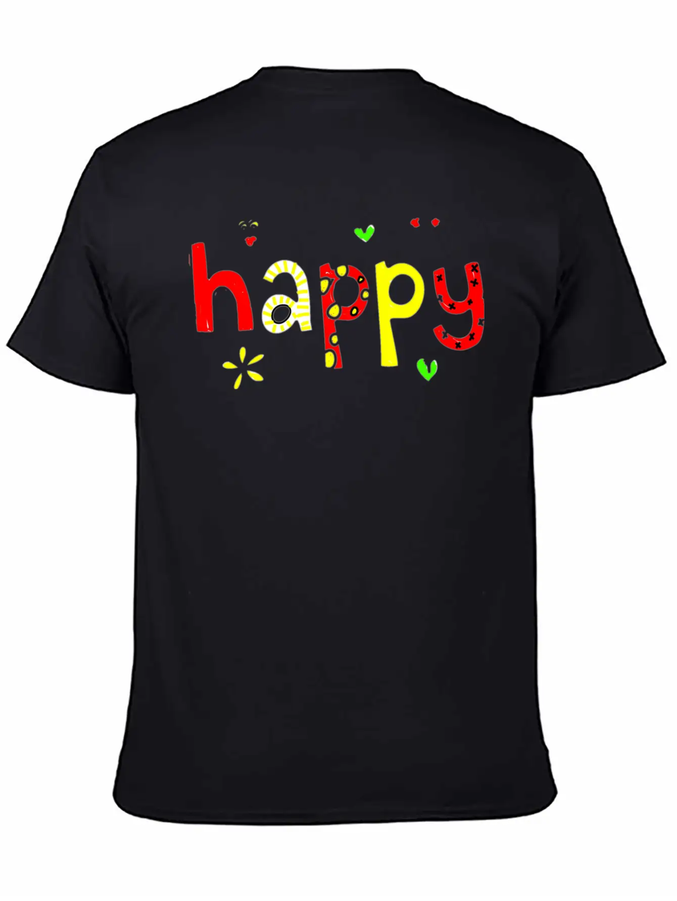 Happy Words Graffiti Hand Painted Fun Playful Stylish Everyday T-Shirt – Unisex Basic Cotton Tee