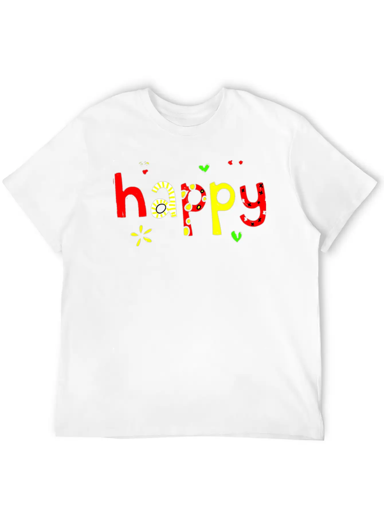 Happy Words Graffiti Hand Painted Fun Playful Stylish Everyday T-Shirt – Unisex Basic Cotton Tee