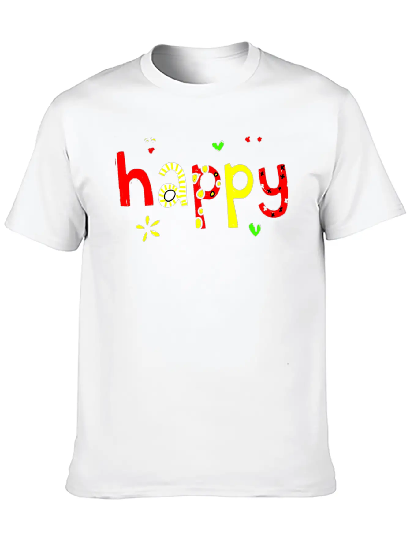 Happy Words Graffiti Hand Painted Fun Playful Stylish Everyday T-Shirt – Unisex Basic Cotton Tee