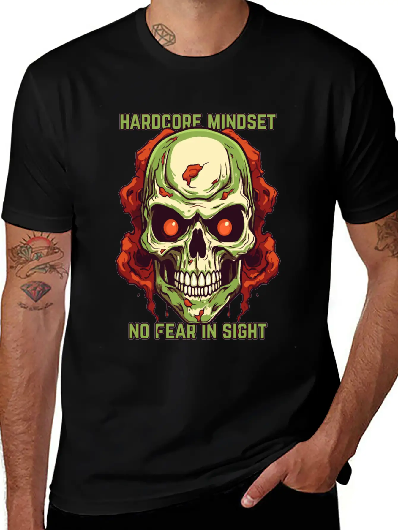 Hardcore Mindset: No Fear In Sight Basic Graphic T-Shirt – Daily Comfort In Soft Cotton