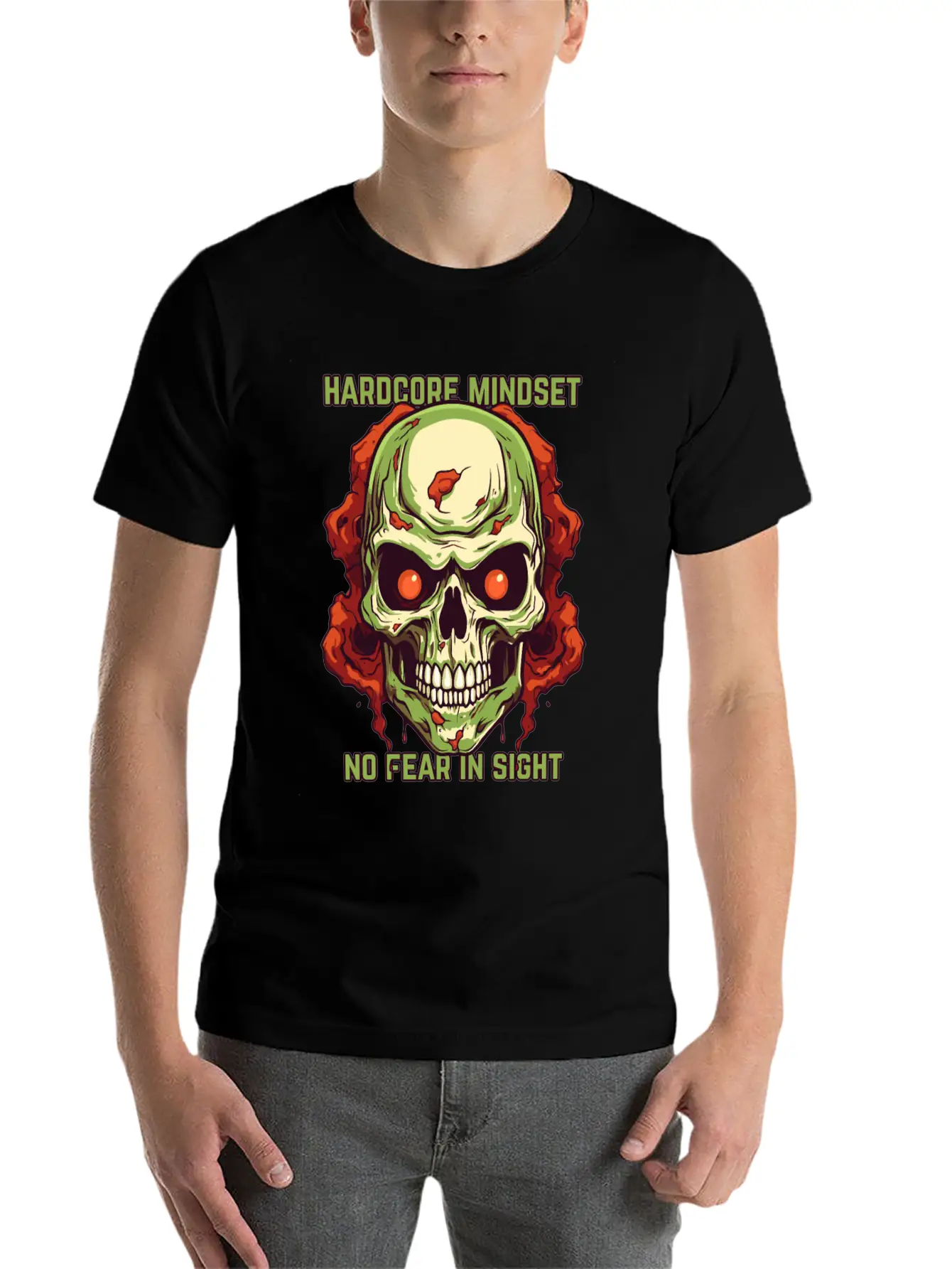 Hardcore Mindset: No Fear In Sight Basic Graphic T-Shirt – Daily Comfort In Soft Cotton