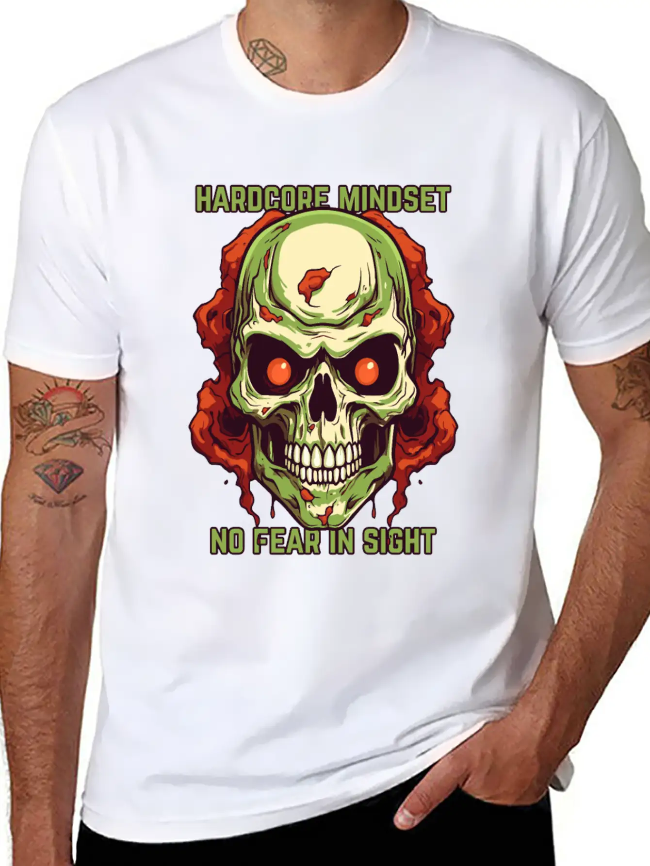 Hardcore Mindset: No Fear In Sight Basic Graphic T-Shirt – Daily Comfort In Soft Cotton
