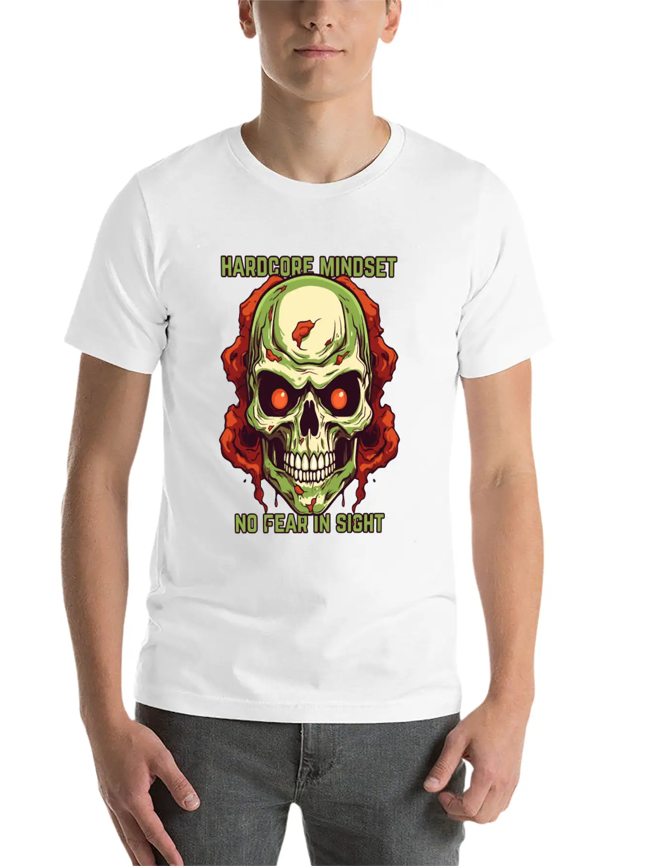 Hardcore Mindset: No Fear In Sight Basic Graphic T-Shirt – Daily Comfort In Soft Cotton