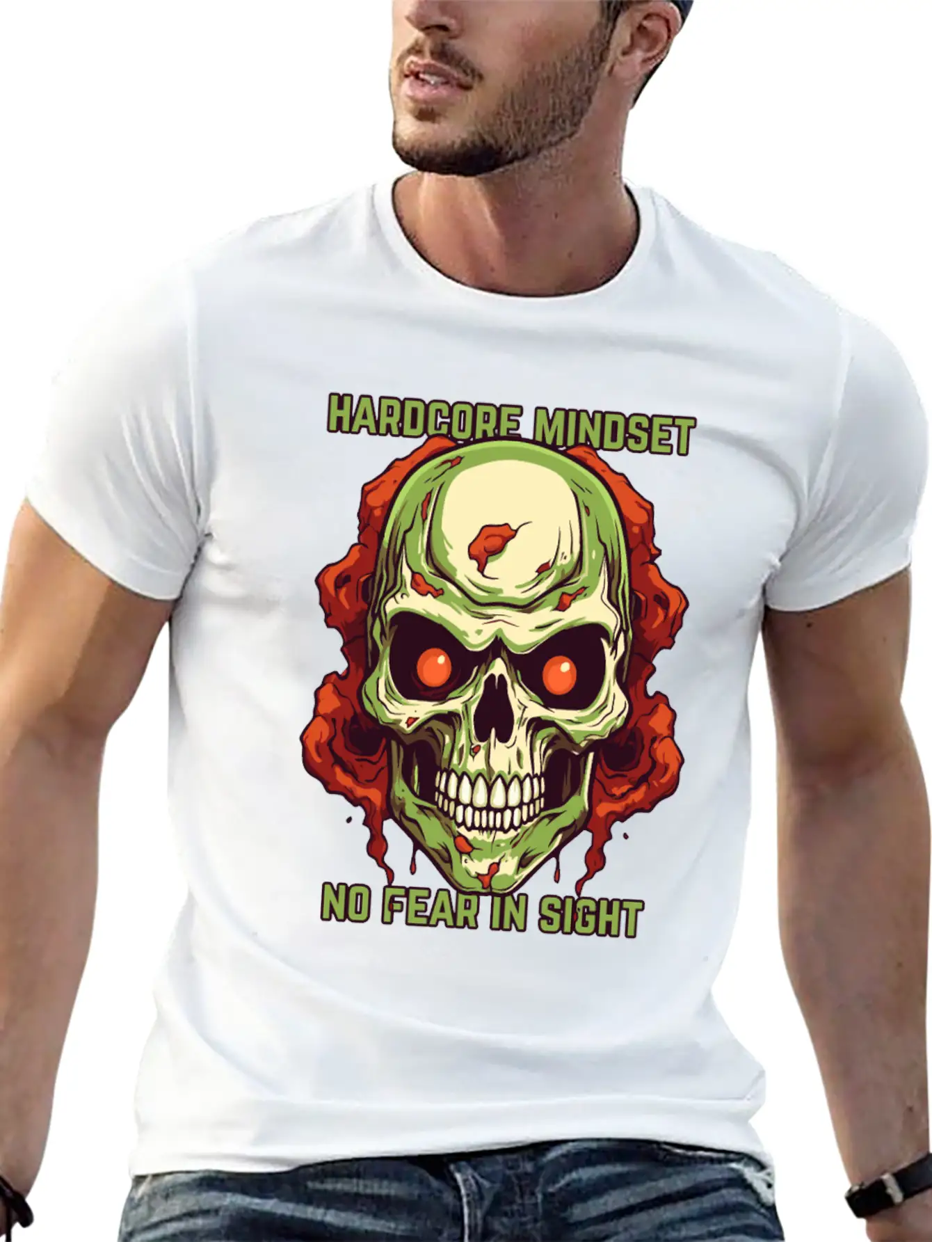 Hardcore Mindset: No Fear In Sight Basic Graphic T-Shirt – Daily Comfort In Soft Cotton