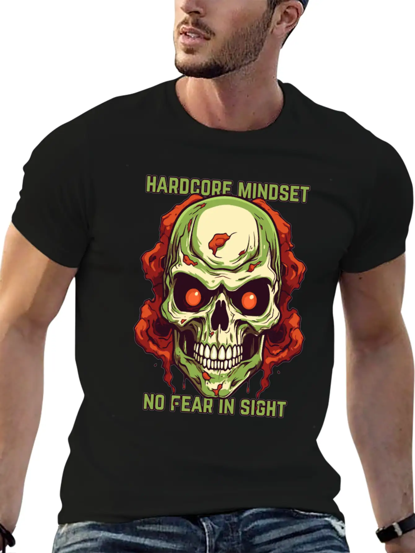 Hardcore Mindset: No Fear In Sight Basic Graphic T-Shirt – Daily Comfort In Soft Cotton