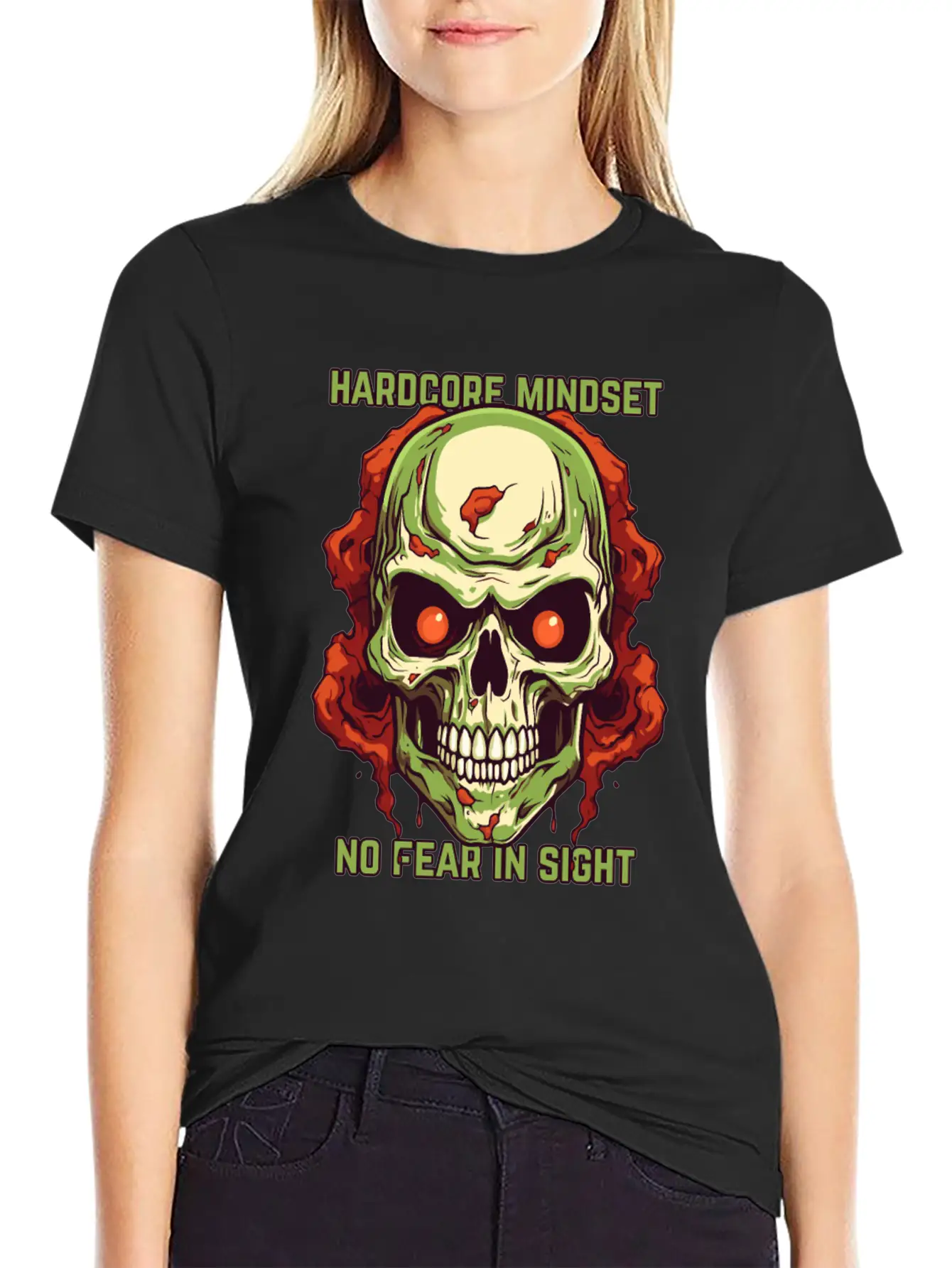 Hardcore Mindset: No Fear In Sight Basic Graphic T-Shirt – Daily Comfort In Soft Cotton