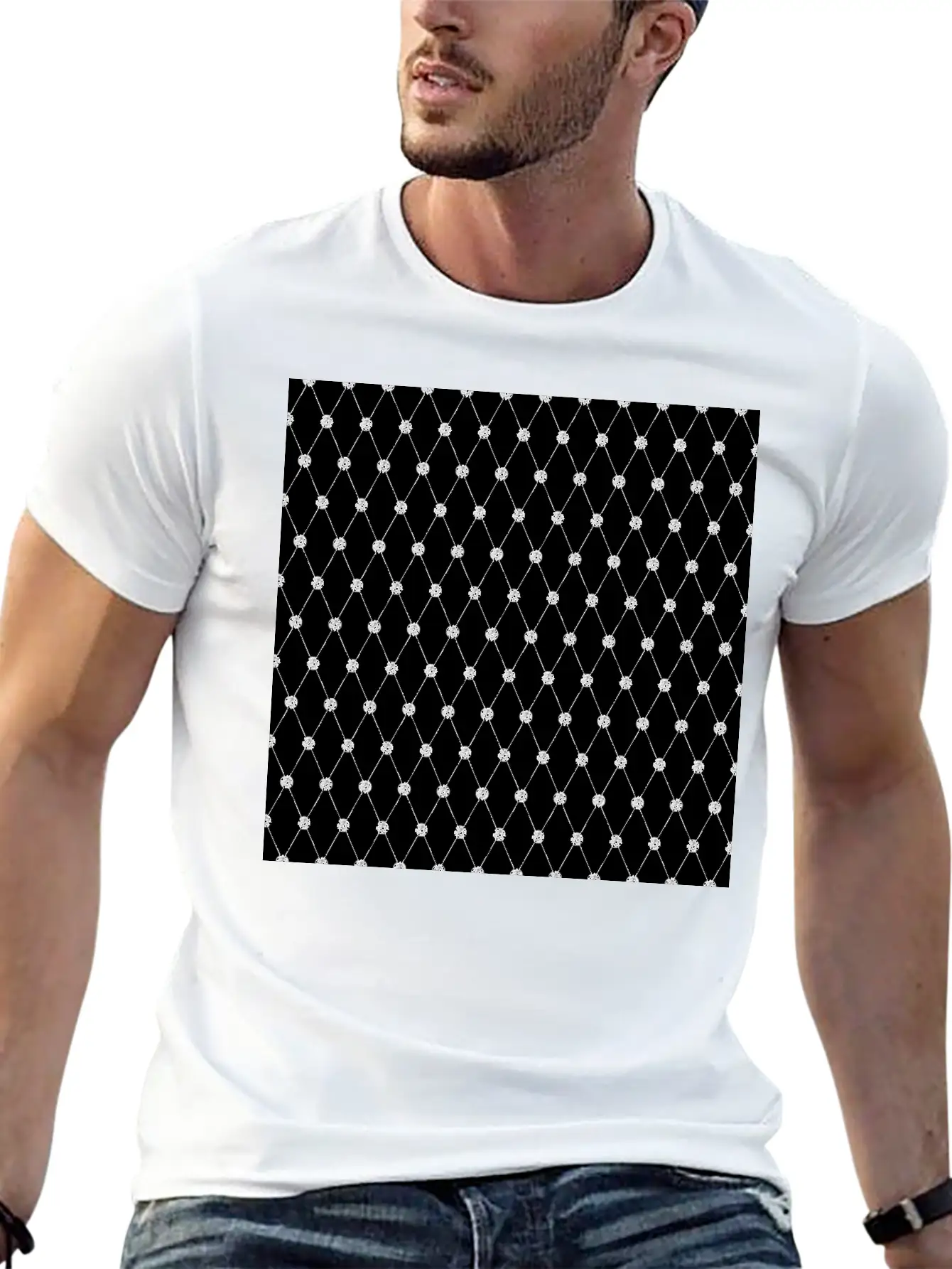Harlequin Black White Rhombus Diamond Geometric Basic Graphic T-Shirt – Daily Comfort In Soft Cotton