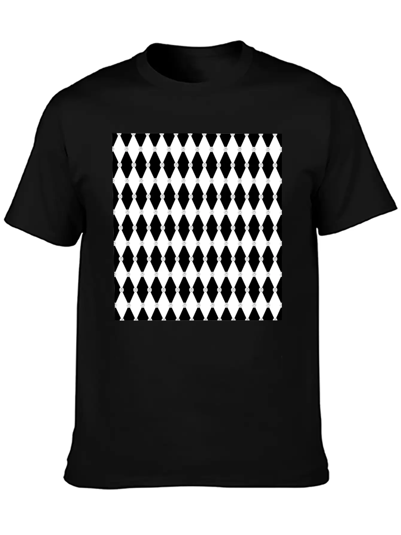 Harlequin Black White Rhombus Diamond Geometric Basic Graphic T-Shirt – Daily Comfort In Soft Cotton