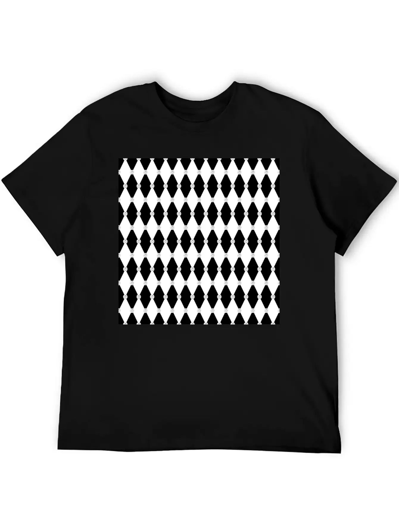 Harlequin Black White Rhombus Diamond Geometric Basic Graphic T-Shirt – Daily Comfort In Soft Cotton