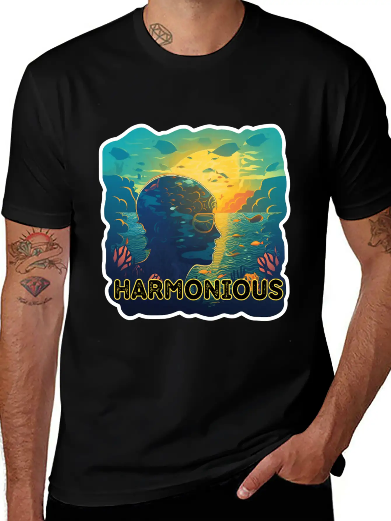 Harmonious Depths Journey Into Ocean Vibes Stylish Everyday T-Shirt – Unisex Basic Cotton Tee