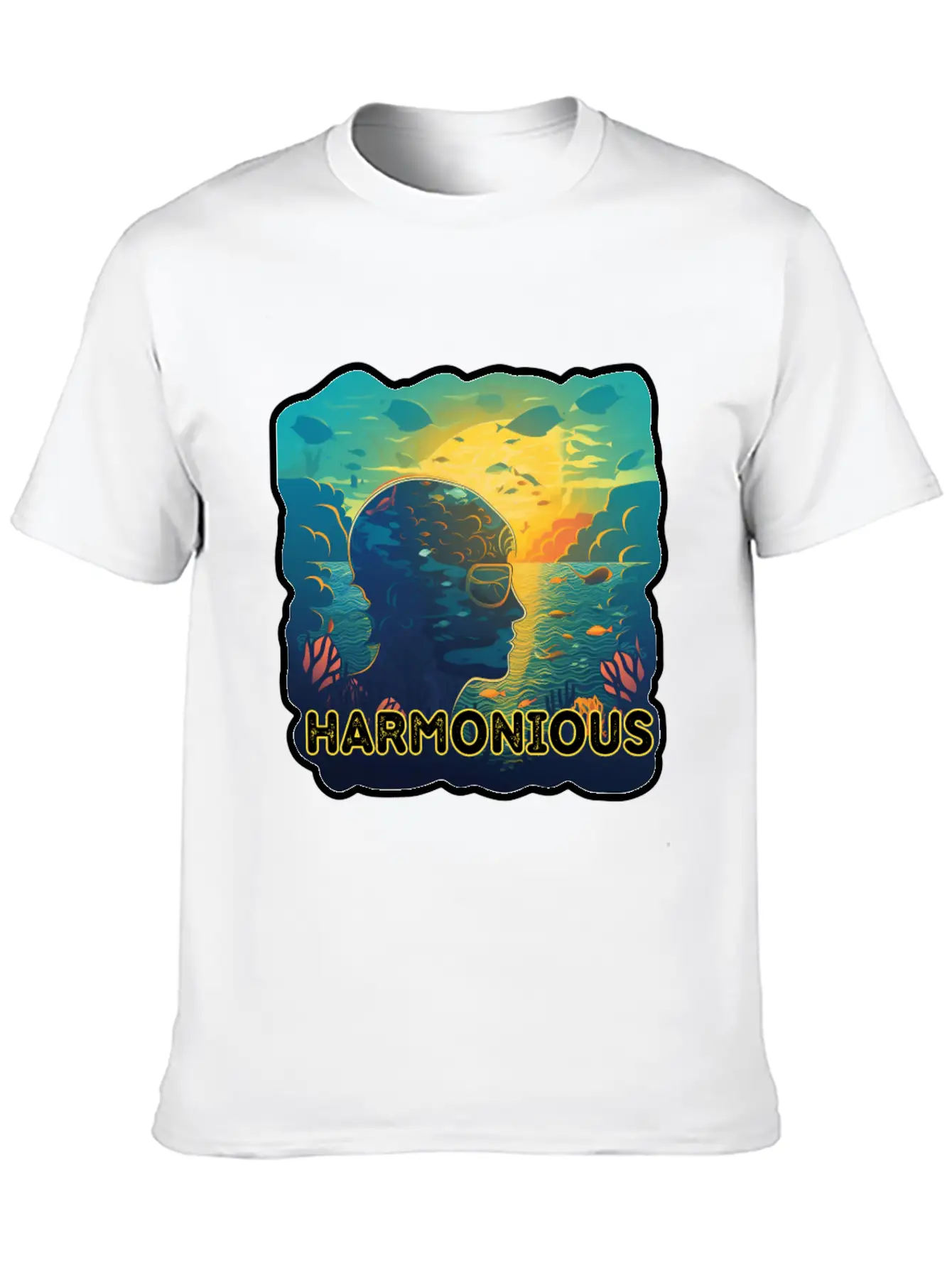 Harmonious Depths Journey Into Ocean Vibes Stylish Everyday T-Shirt – Unisex Basic Cotton Tee
