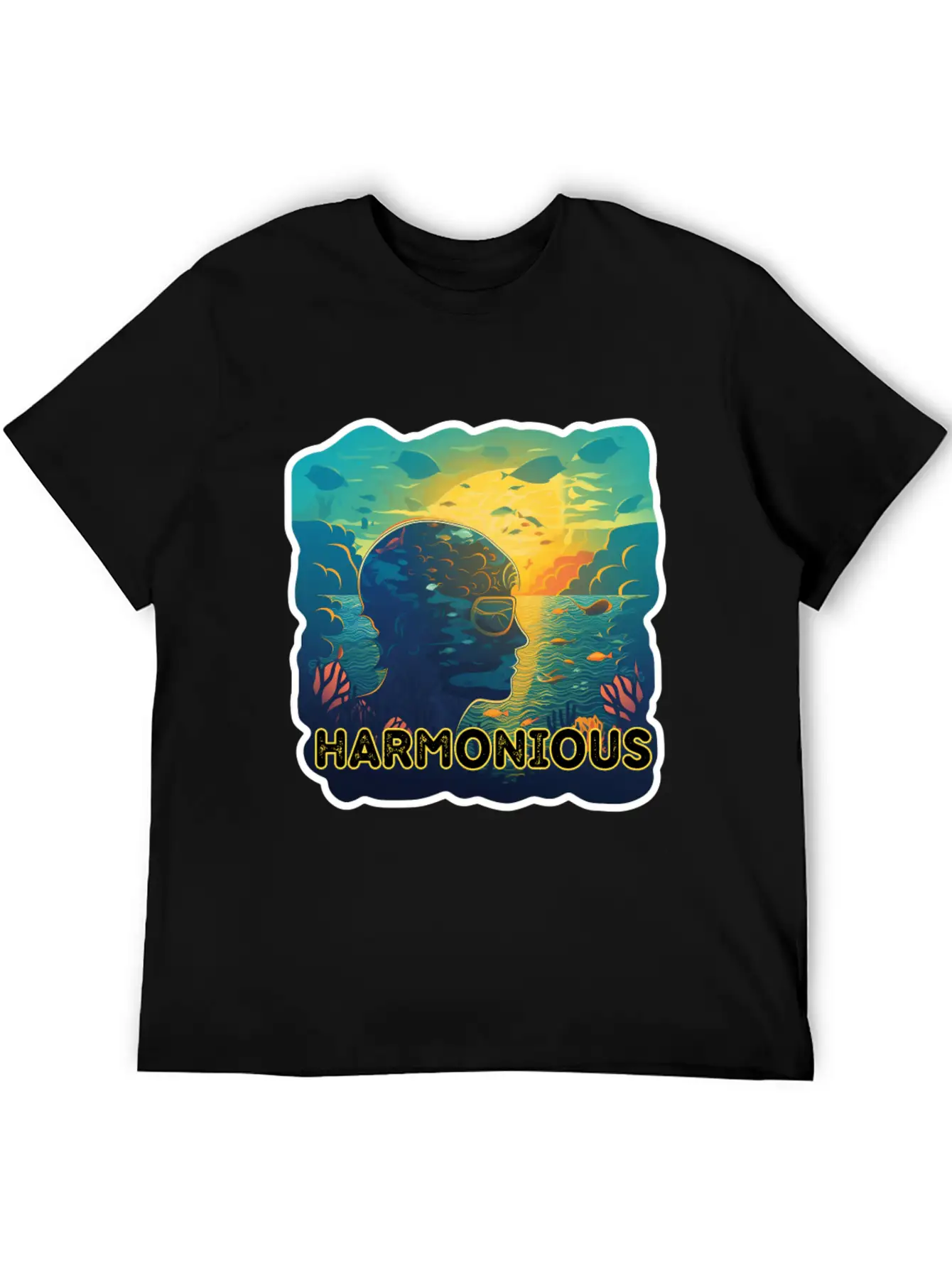 Harmonious Depths Journey Into Ocean Vibes Stylish Everyday T-Shirt – Unisex Basic Cotton Tee