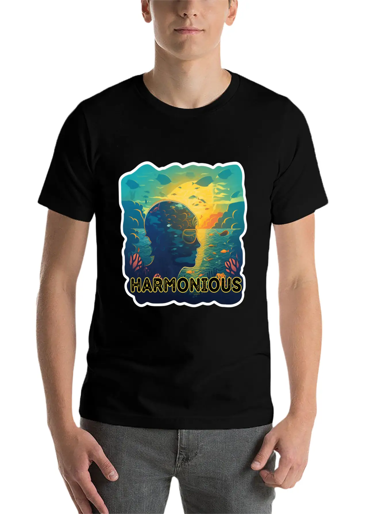 Harmonious Depths Journey Into Ocean Vibes Stylish Everyday T-Shirt – Unisex Basic Cotton Tee