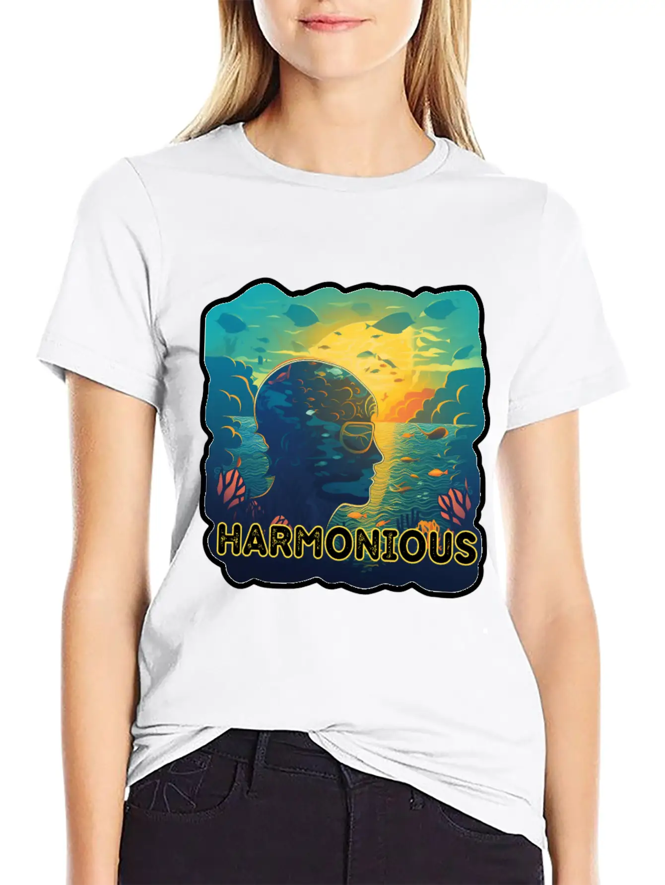 Harmonious Depths Journey Into Ocean Vibes Stylish Everyday T-Shirt – Unisex Basic Cotton Tee
