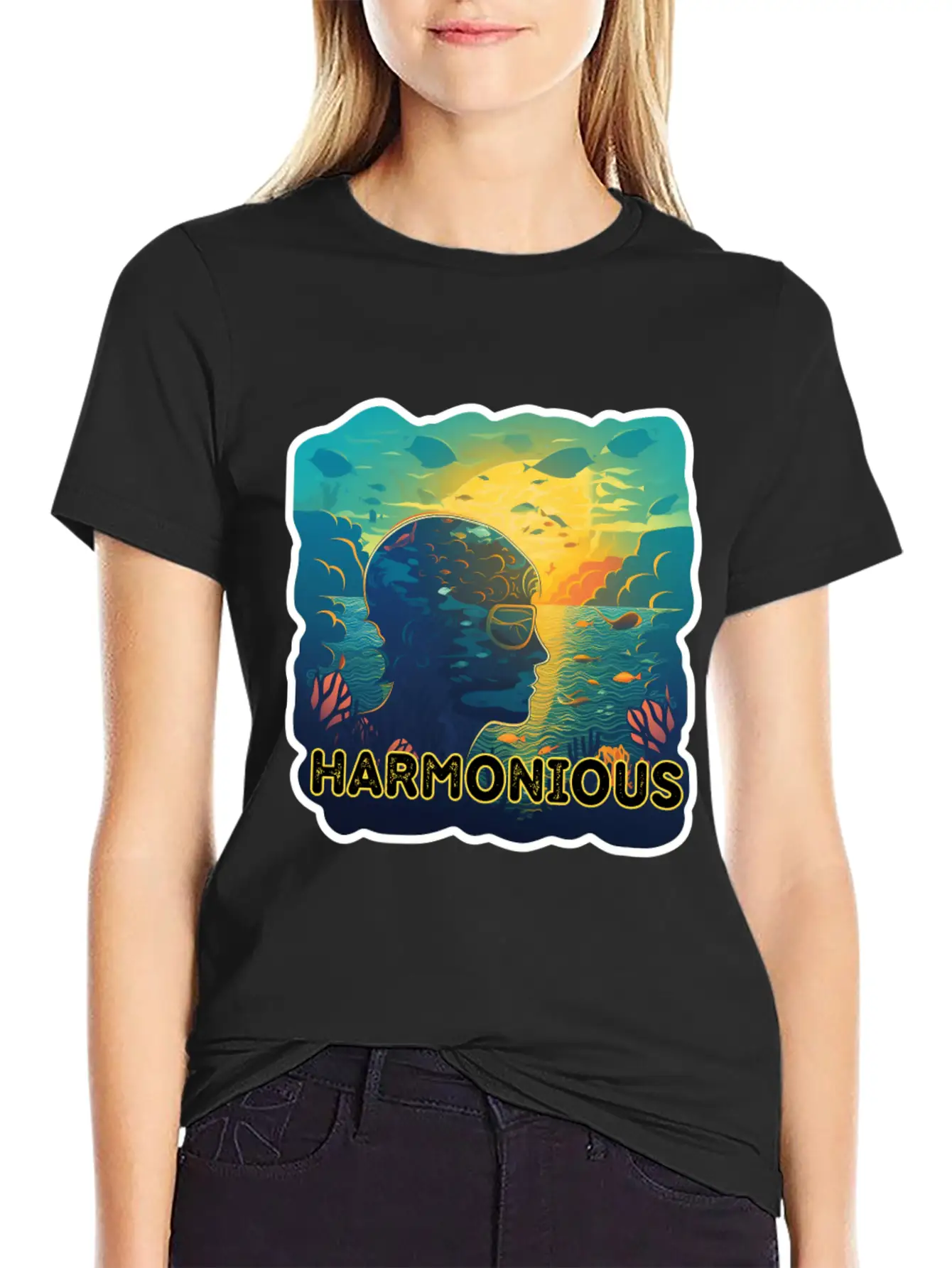Harmonious Depths Journey Into Ocean Vibes Stylish Everyday T-Shirt – Unisex Basic Cotton Tee