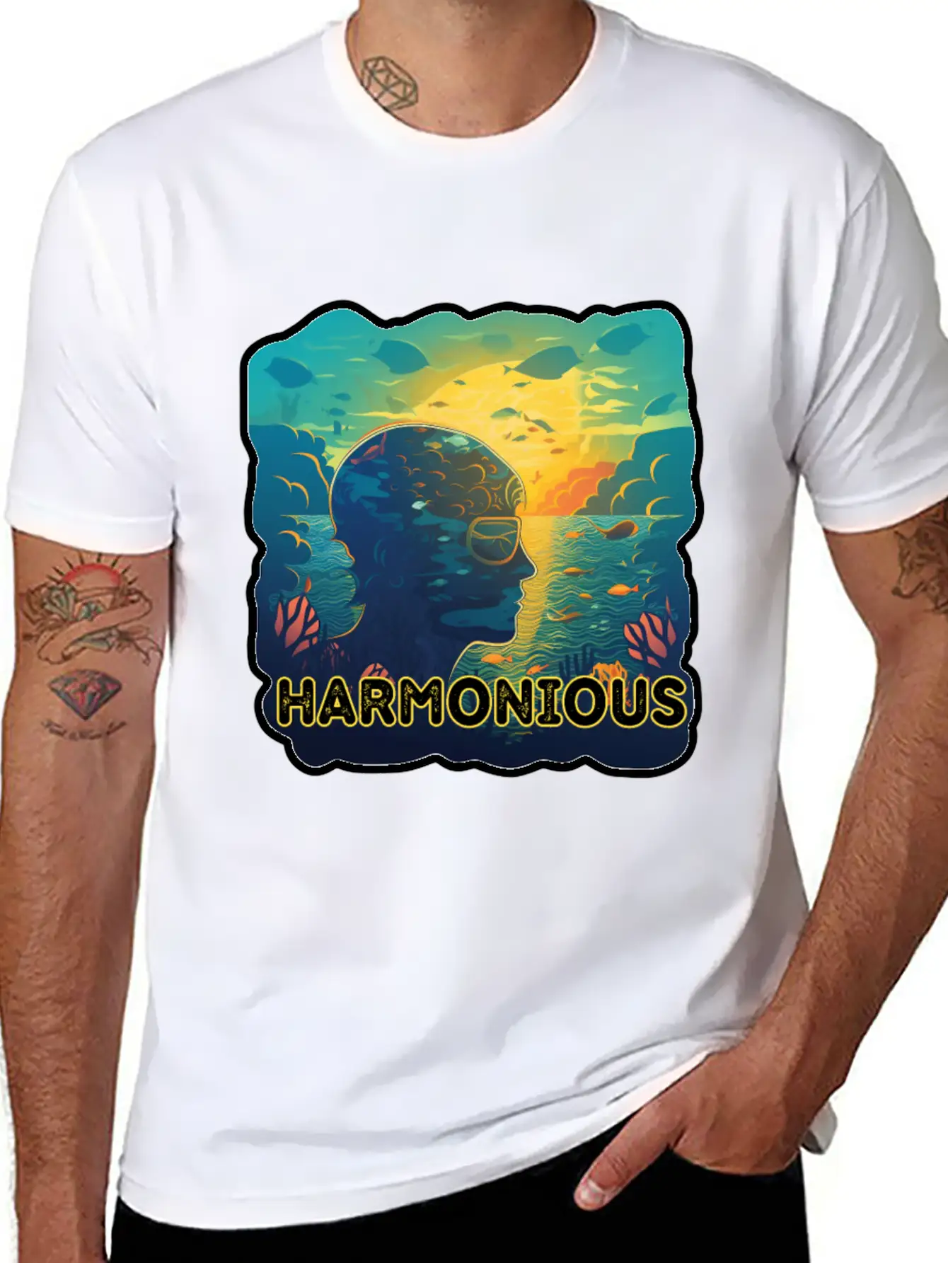 Harmonious Depths Journey Into Ocean Vibes Stylish Everyday T-Shirt – Unisex Basic Cotton Tee