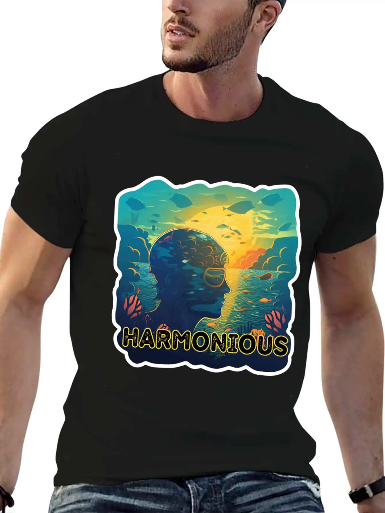 Harmonious Depths Journey Into Ocean Vibes Stylish Everyday T-Shirt – Unisex Basic Cotton Tee