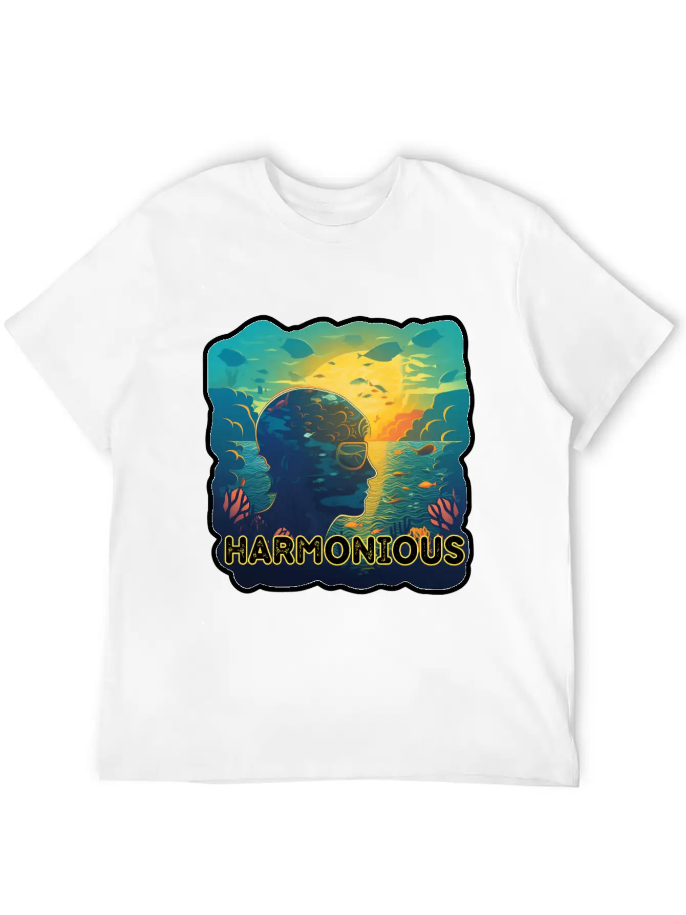 Harmonious Depths Journey Into Ocean Vibes Stylish Everyday T-Shirt – Unisex Basic Cotton Tee
