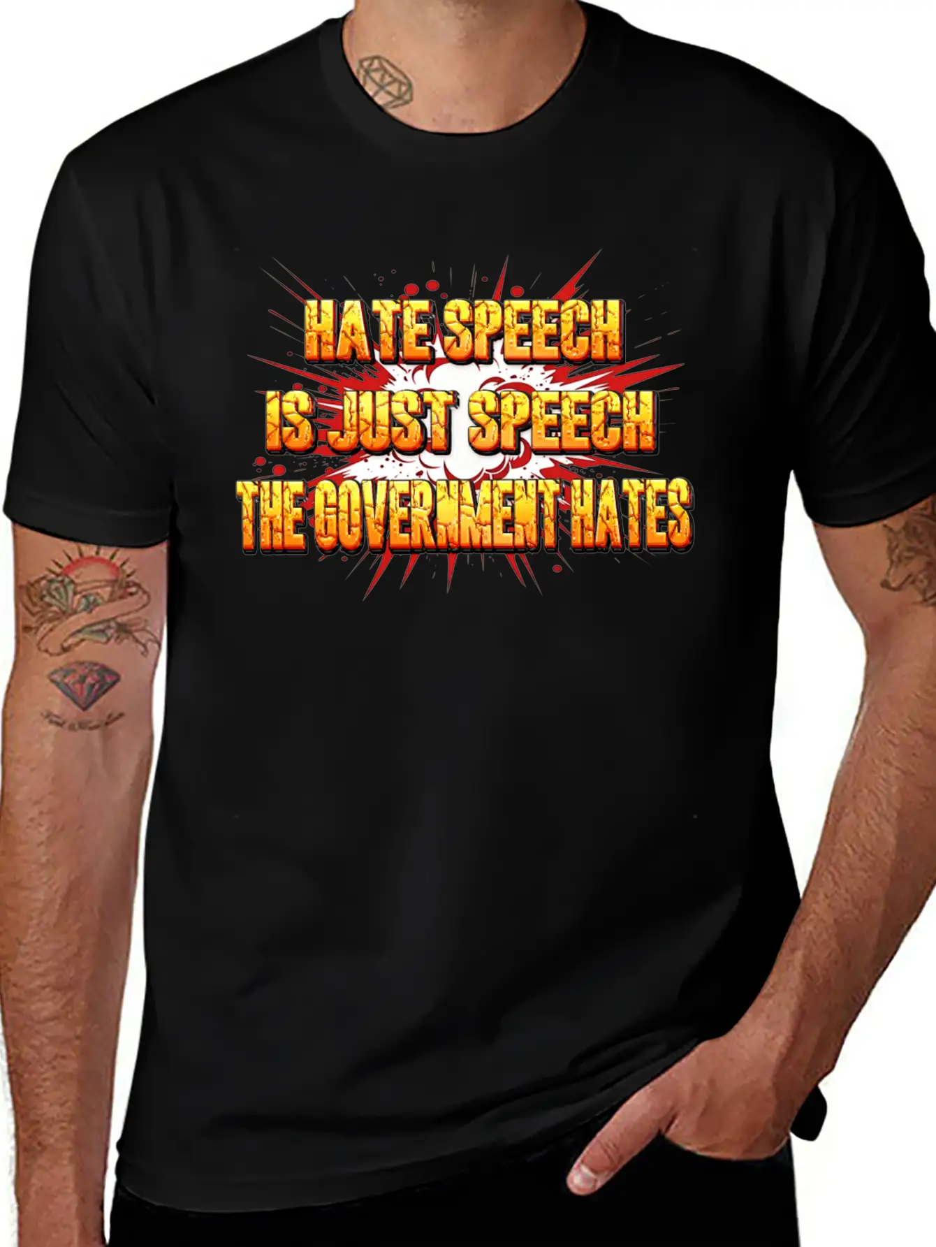 HATE SPEECH Unisex Short Sleeve Soft Cotton T-Shirt – Casual Everyday Wear