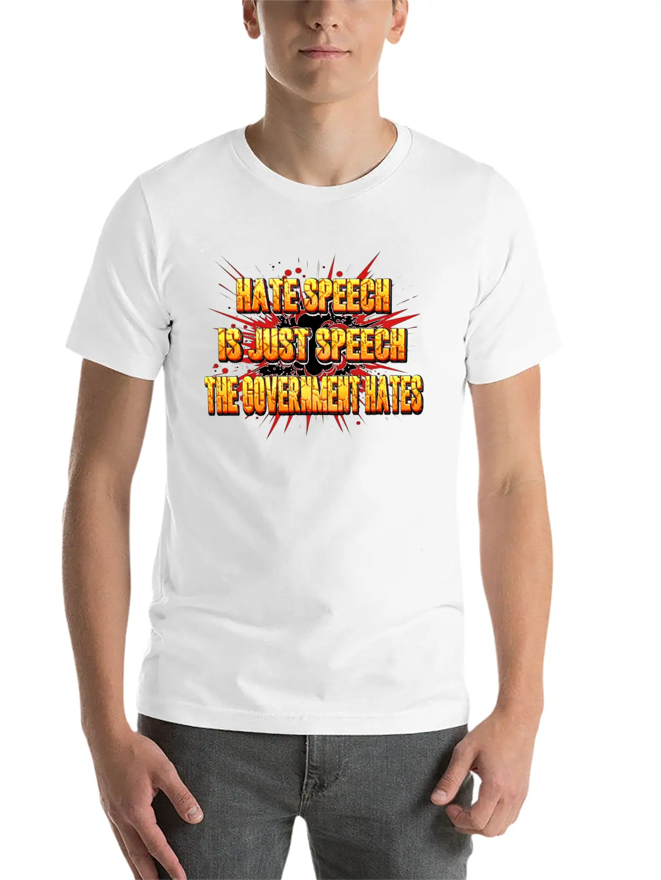 HATE SPEECH Unisex Short Sleeve Soft Cotton T-Shirt – Casual Everyday Wear