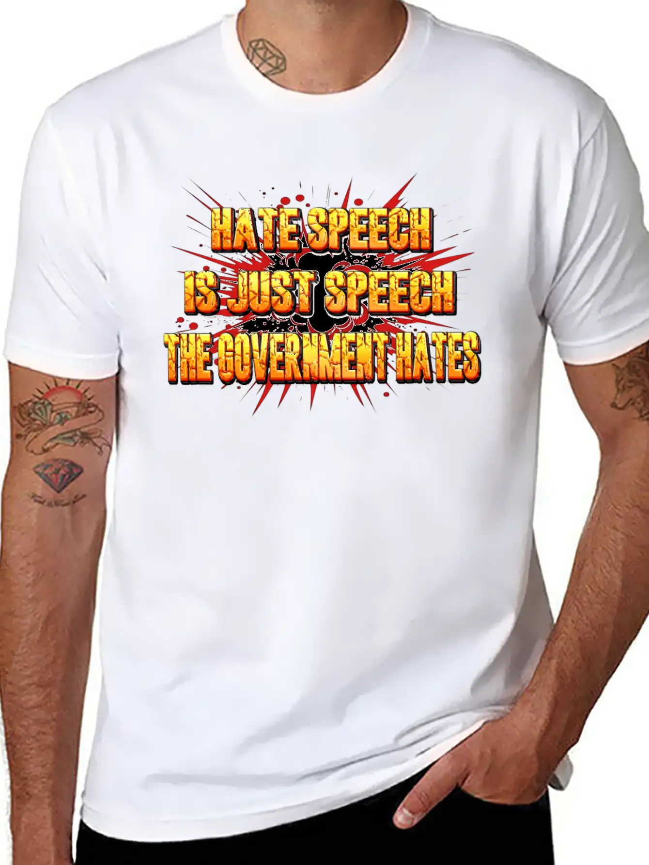 HATE SPEECH Unisex Short Sleeve Soft Cotton T-Shirt – Casual Everyday Wear