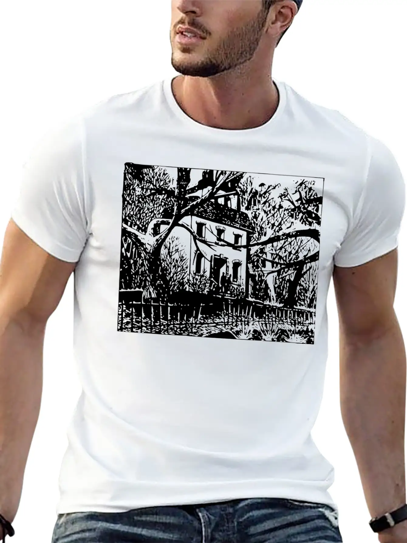 Haunted House Timeless Short Sleeve Tee – Comfy And Minimalist Design