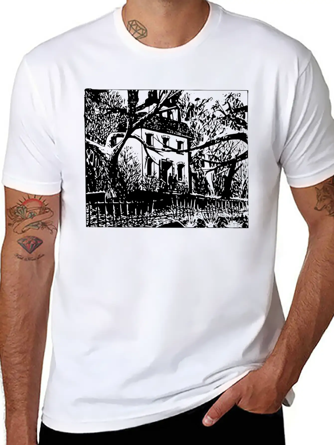 Haunted House Timeless Short Sleeve Tee – Comfy And Minimalist Design