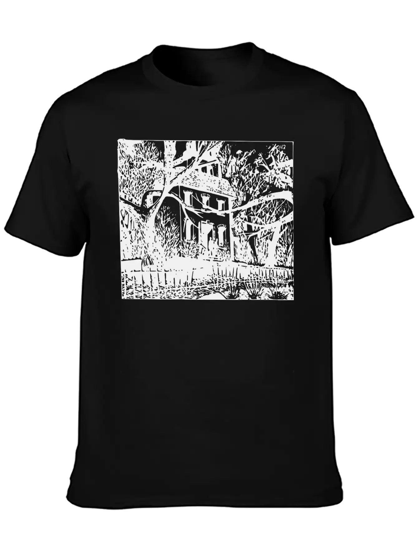 Haunted House Timeless Short Sleeve Tee – Comfy And Minimalist Design
