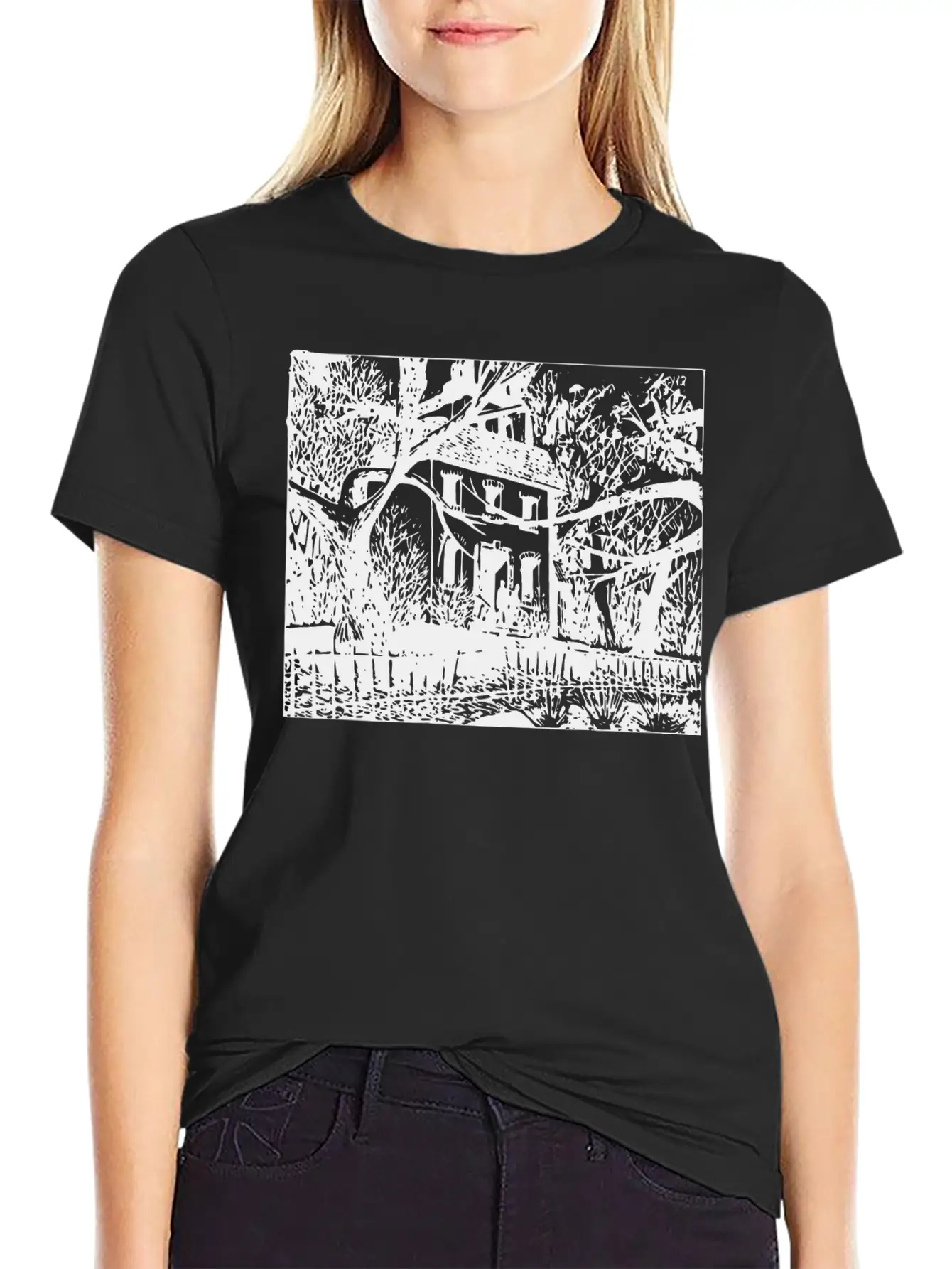 Haunted House Timeless Short Sleeve Tee – Comfy And Minimalist Design
