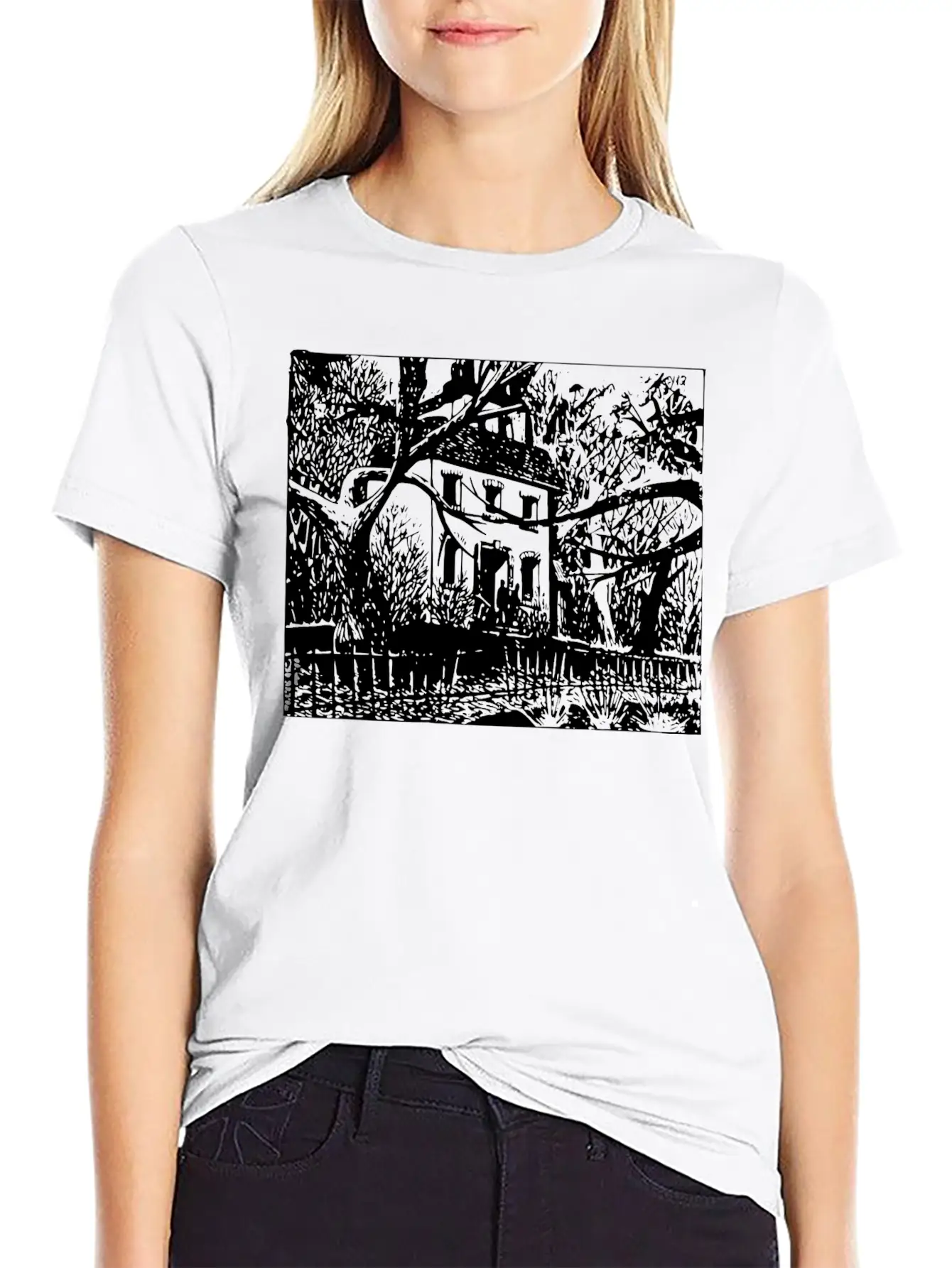Haunted House Timeless Short Sleeve Tee – Comfy And Minimalist Design