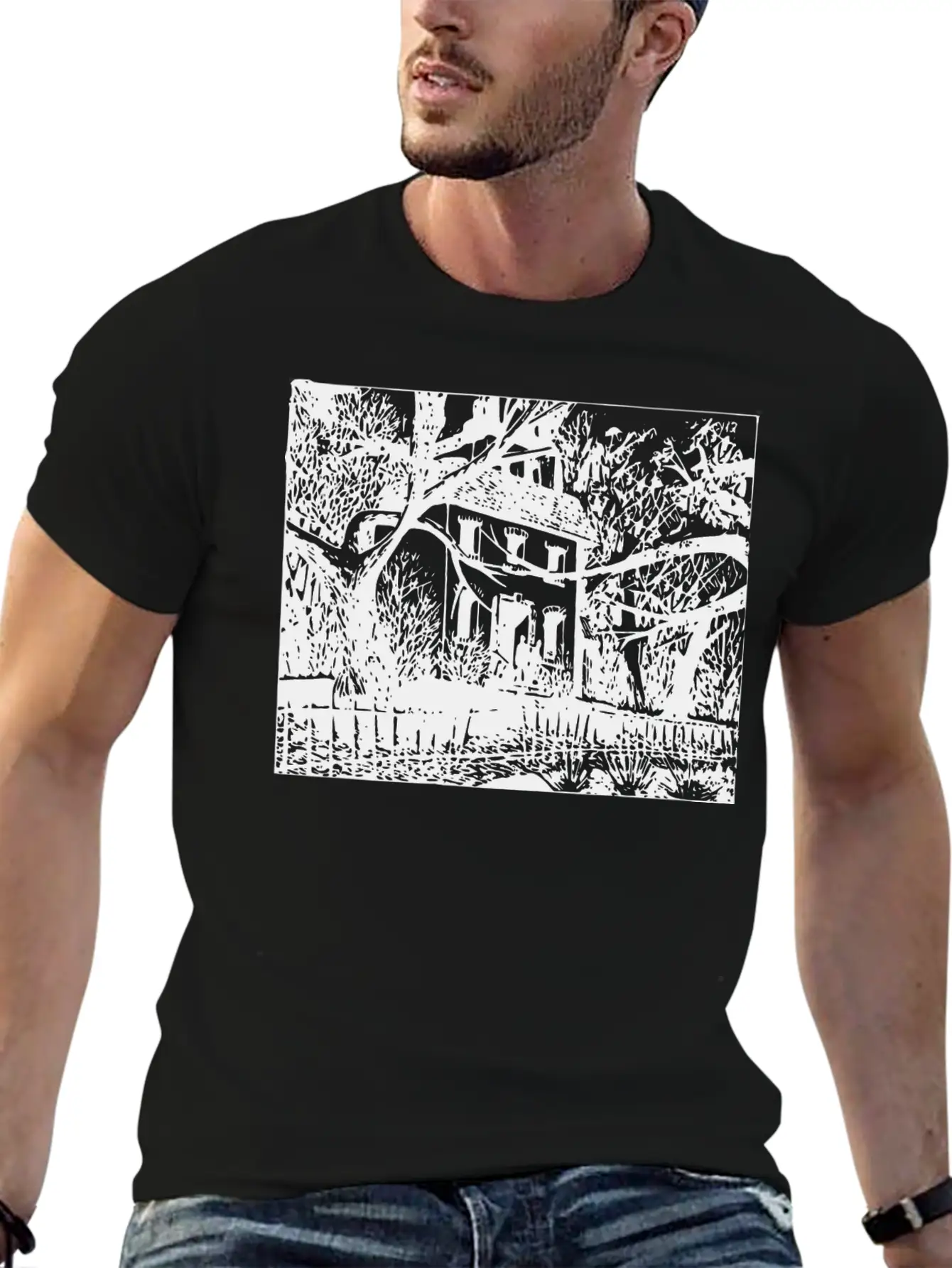 Haunted House Timeless Short Sleeve Tee – Comfy And Minimalist Design