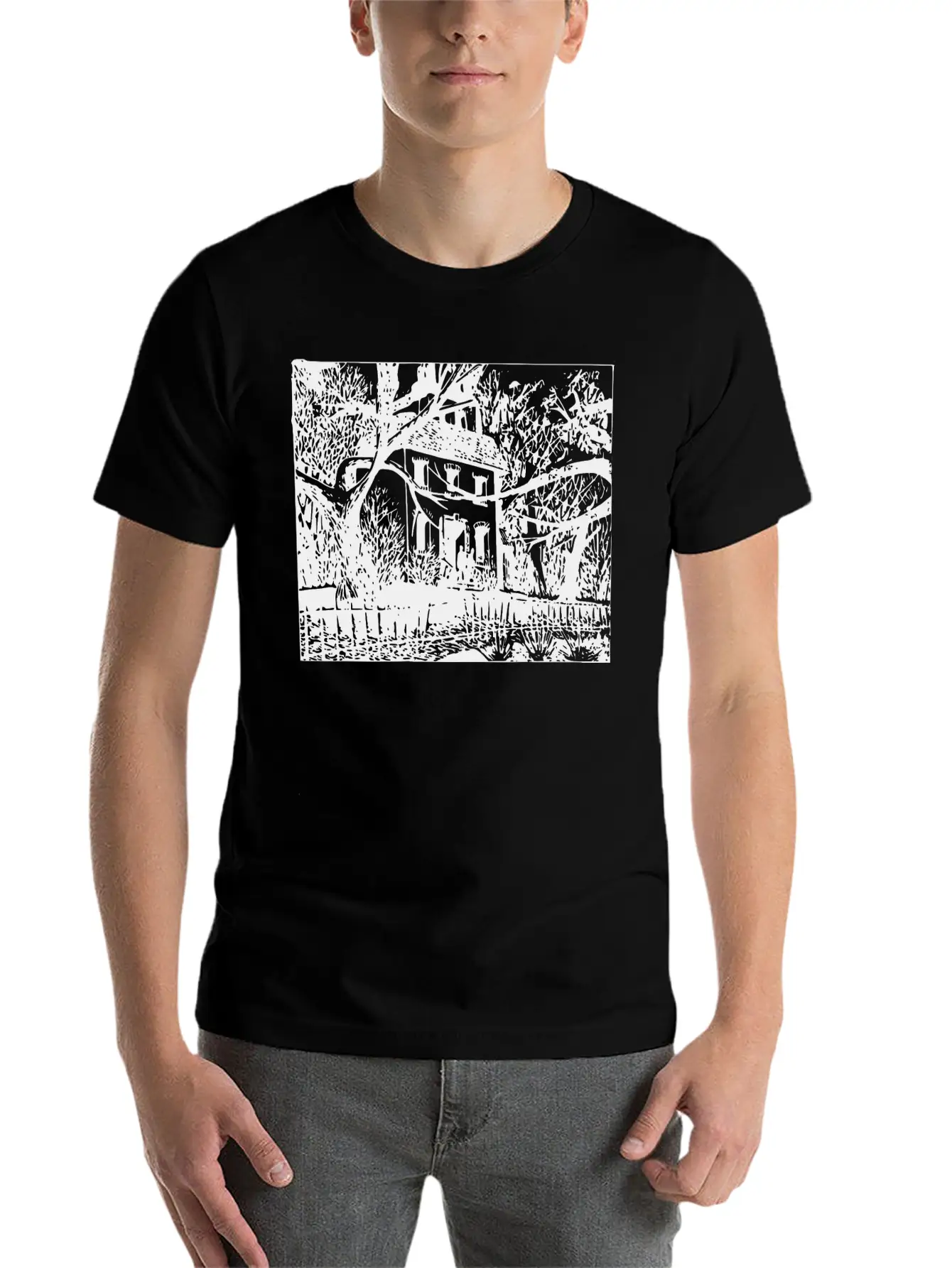 Haunted House Timeless Short Sleeve Tee – Comfy And Minimalist Design