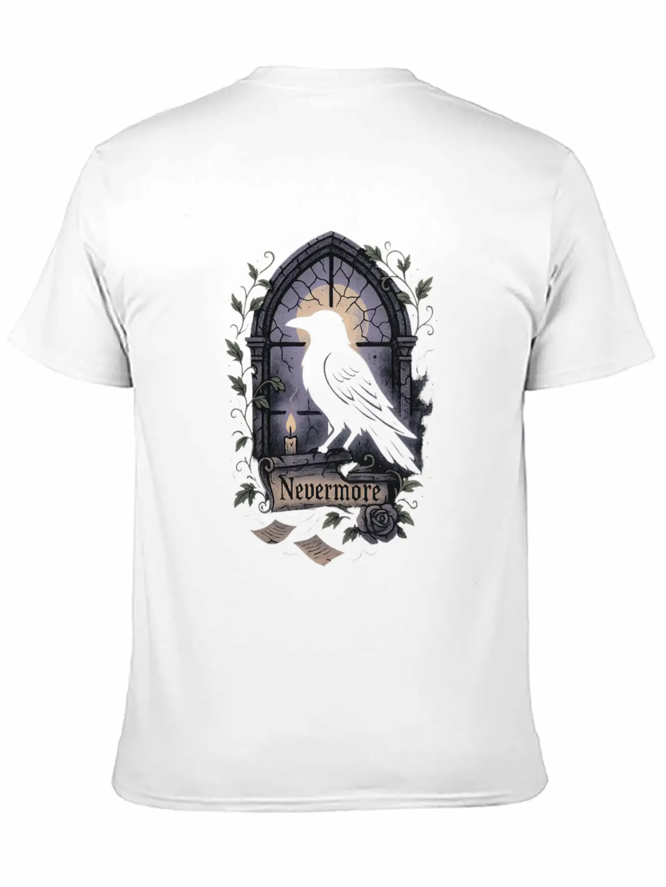 Haunted Window Raven Shadow Poe Poetry Comfortable Minimalist Graphic Tee – Summer Style Essential