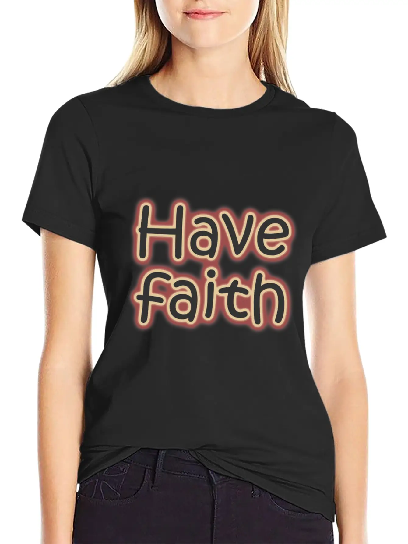 Have Faith - Neon Quotes Unisex Short Sleeve Soft Cotton T-Shirt – Casual Everyday Wear
