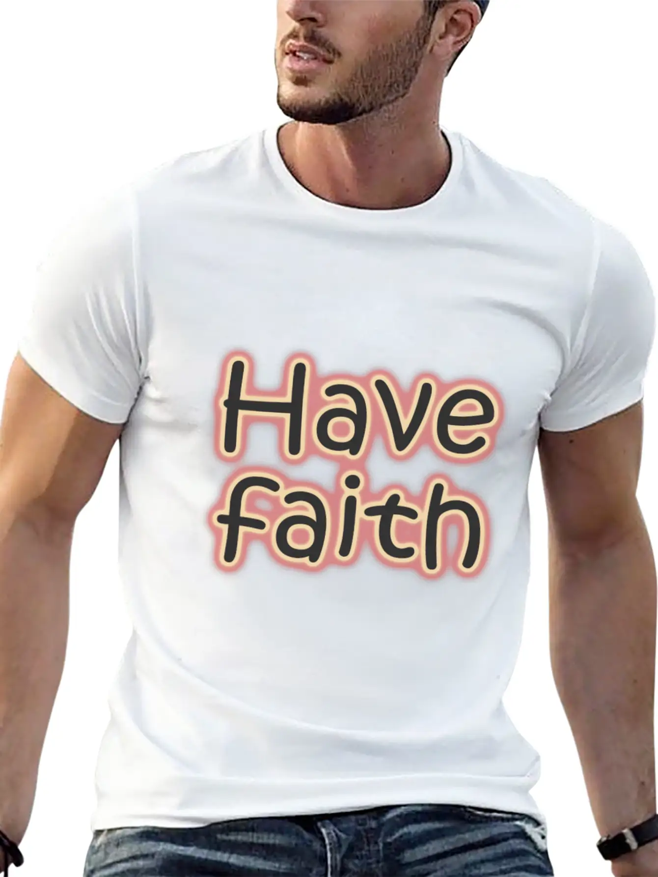 Have Faith - Neon Quotes Unisex Short Sleeve Soft Cotton T-Shirt – Casual Everyday Wear