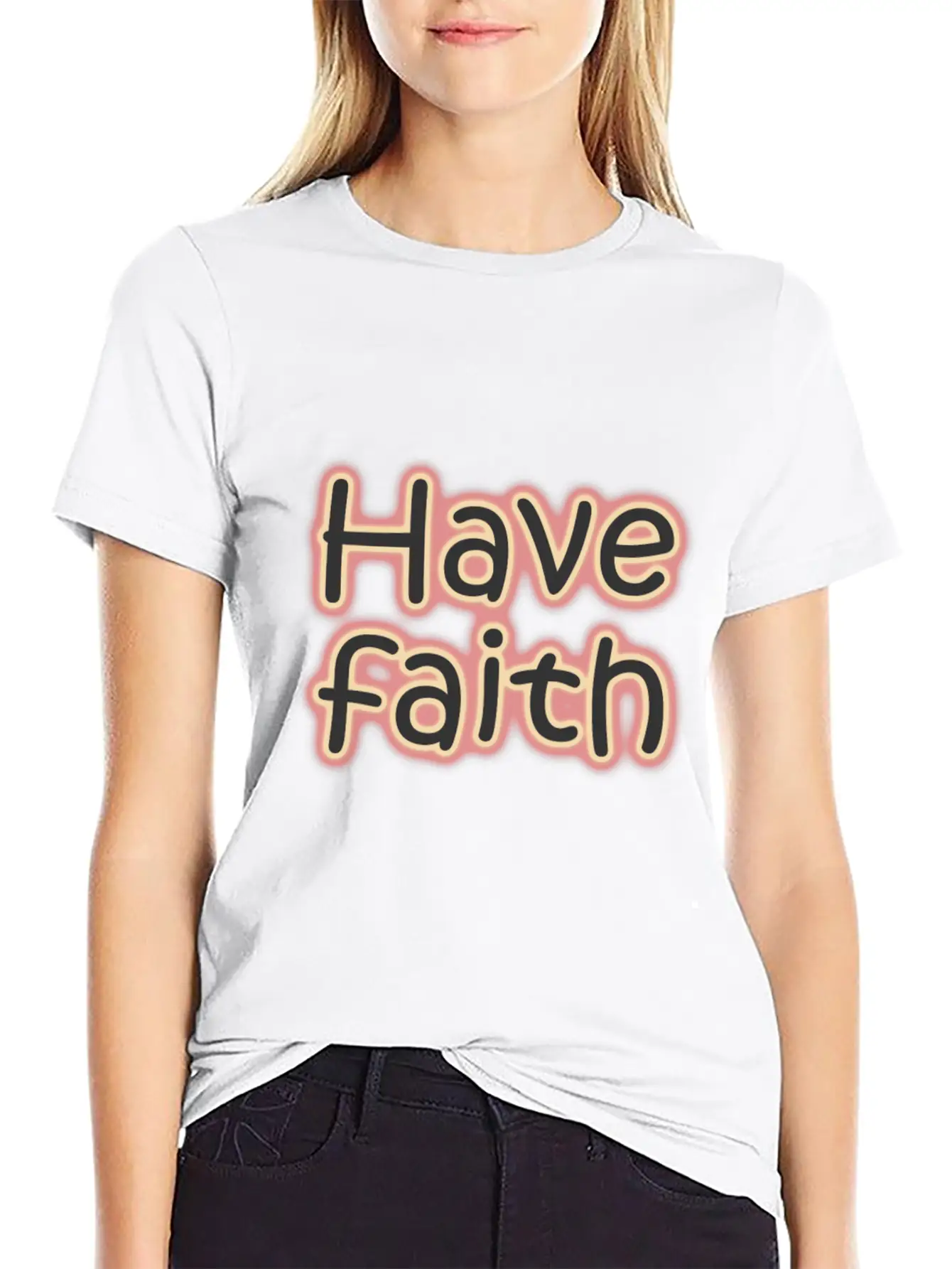 Have Faith - Neon Quotes Unisex Short Sleeve Soft Cotton T-Shirt – Casual Everyday Wear