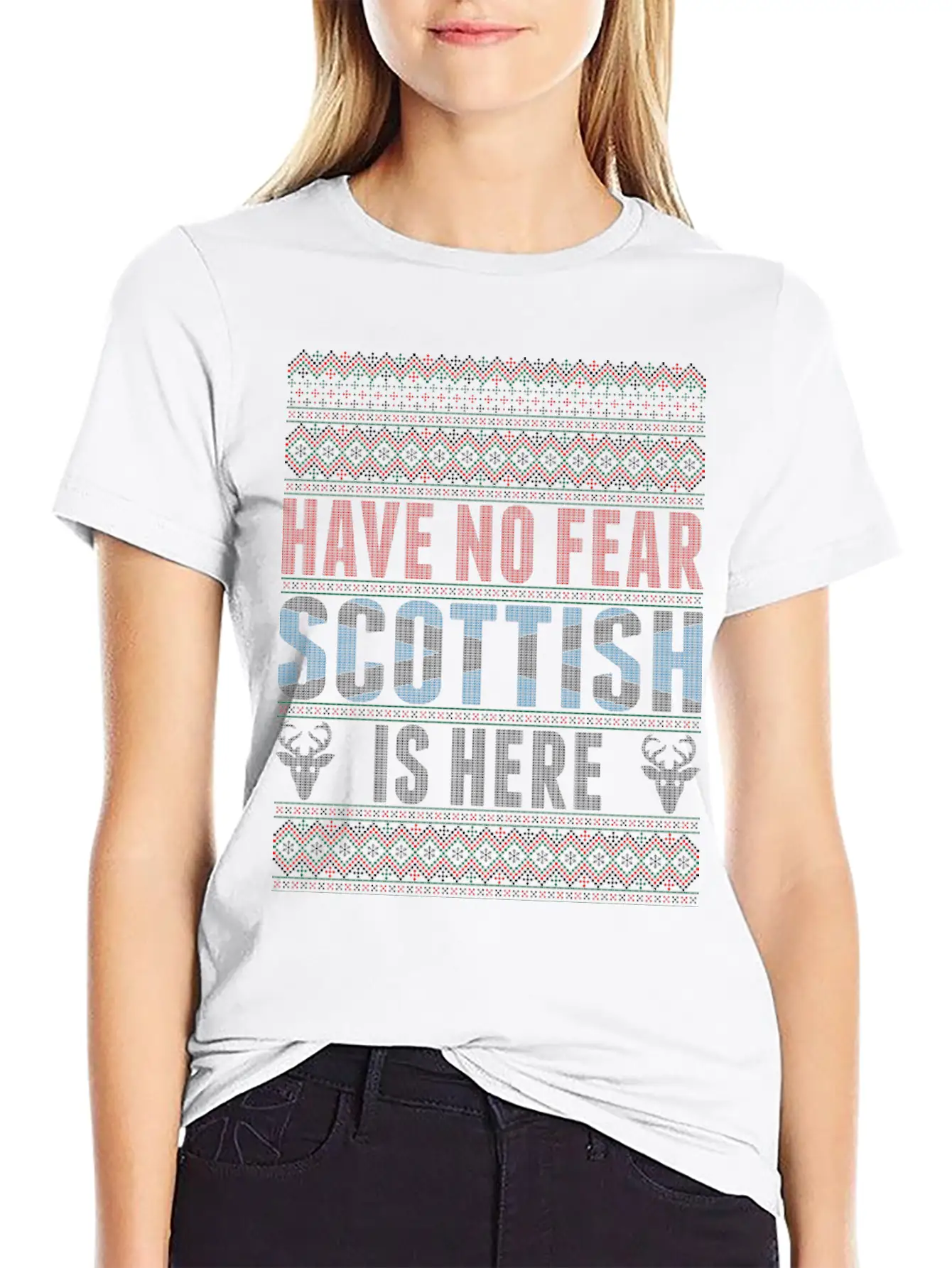 Have No Fear Scottish Is Here Ugly Christmas Sweat Unisex Short Sleeve Soft Cotton T-Shirt – Casual Everyday Wear