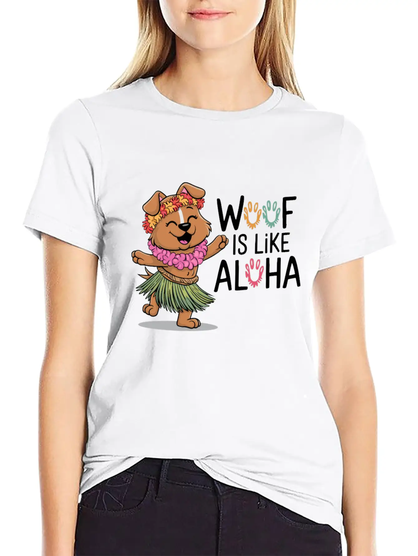 Hawaii Animal Haku Lei Grass Skirt Hula Dance Comfortable Minimalist Graphic Tee – Summer Style Essential