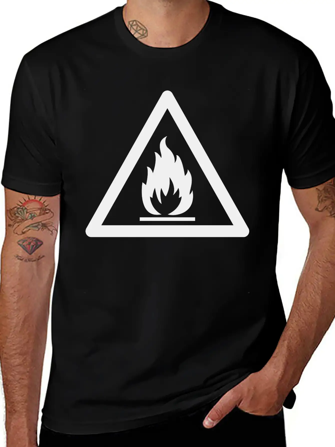 Hazard Symbol - Flammable Substance Stylish Everyday T-Shirt – Unisex Basic Cotton Tee