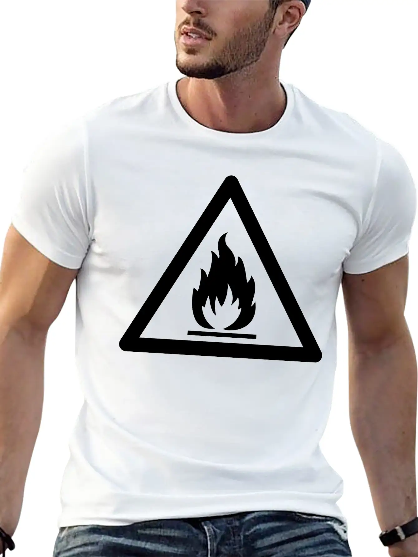 Hazard Symbol - Flammable Substance Stylish Everyday T-Shirt – Unisex Basic Cotton Tee