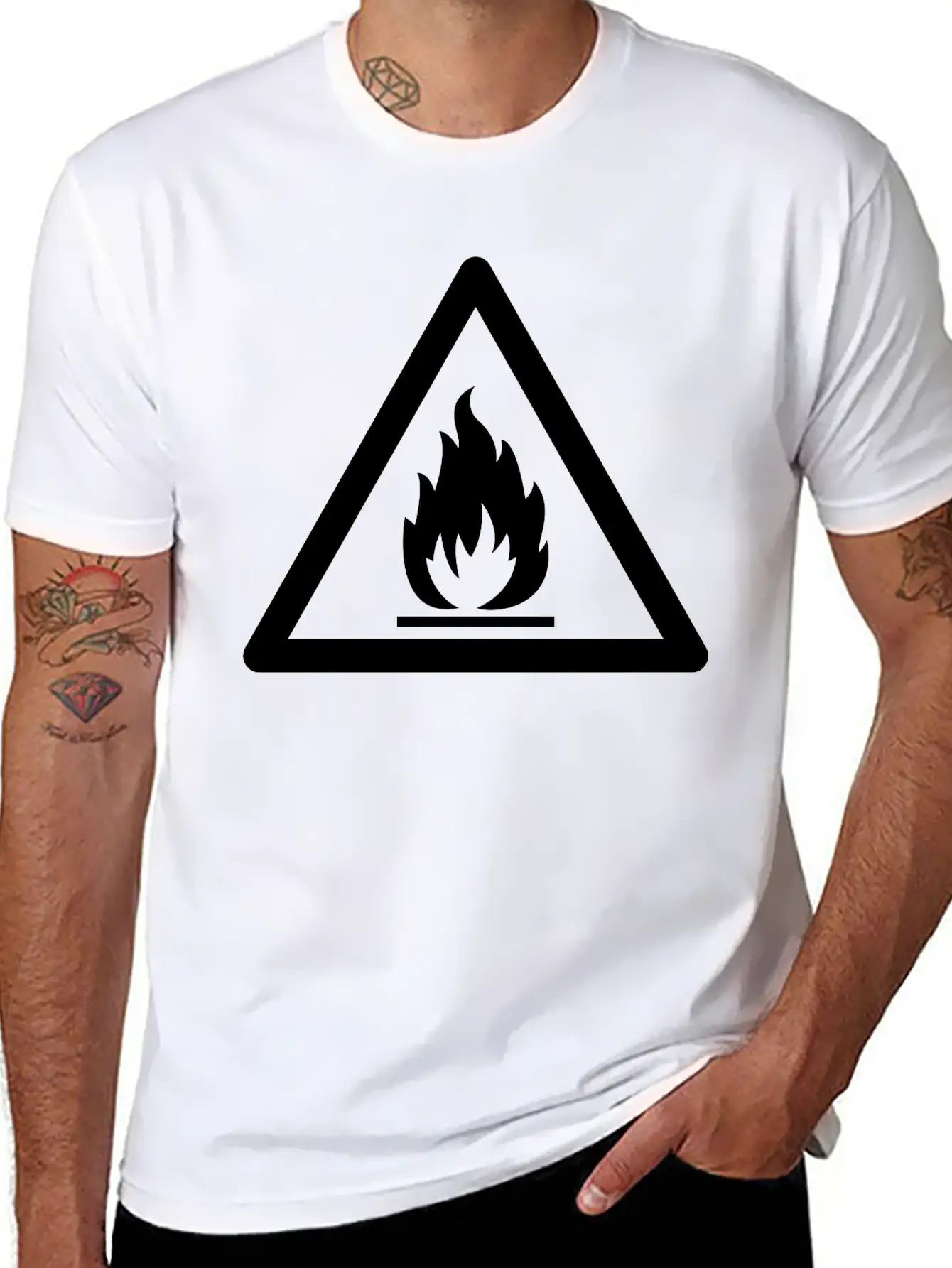 Hazard Symbol - Flammable Substance Stylish Everyday T-Shirt – Unisex Basic Cotton Tee