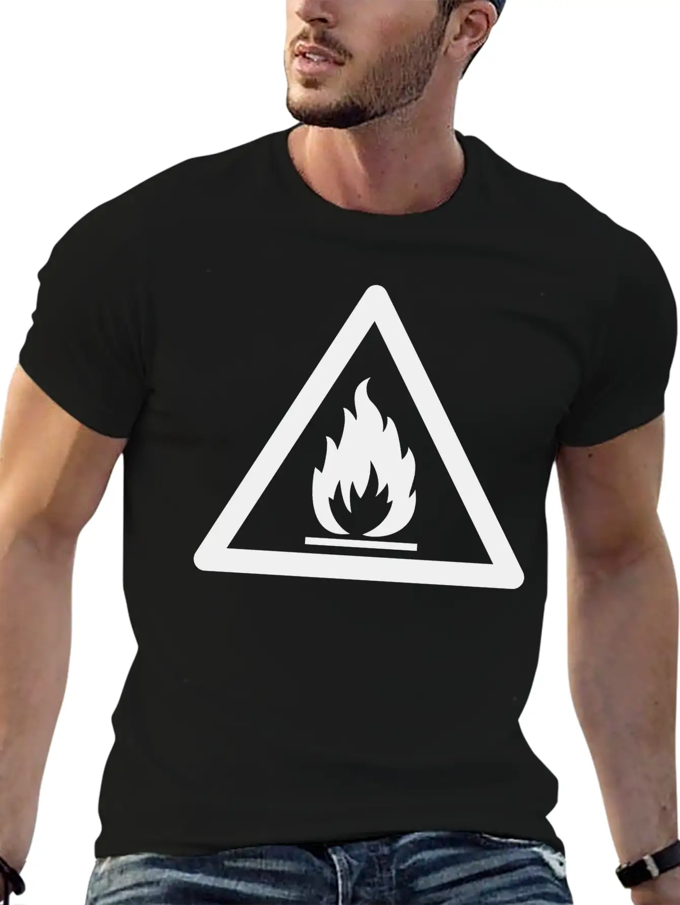 Hazard Symbol - Flammable Substance Stylish Everyday T-Shirt – Unisex Basic Cotton Tee